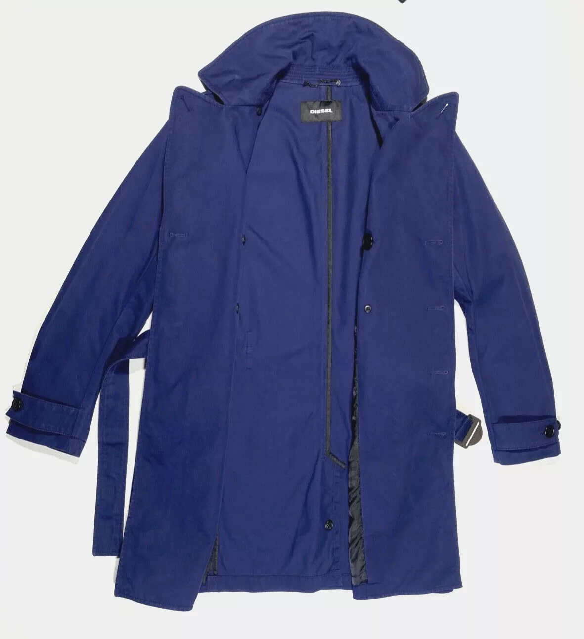 Diesel Raincoats DIESEL Belted Trench Coat S Blue