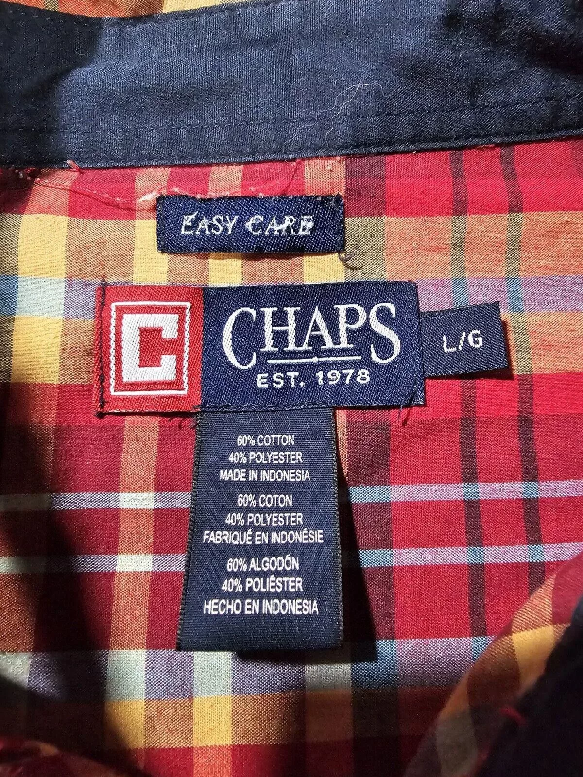 Chaps Shirts Button Ups Chaps Easy Care Mens XL Red Plaid Button Down Long Sleeve