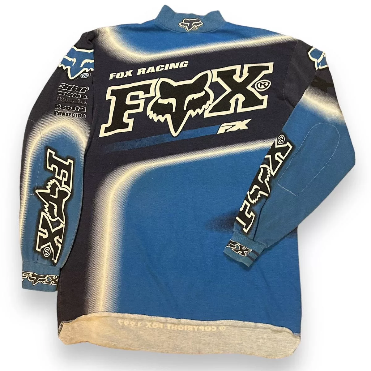 Fox Racing Long Sleeve T Shirts Fox Racing × Vintage 97 VTG Fox Shirt Blue Jersey Long Sleeve Racing Motocross