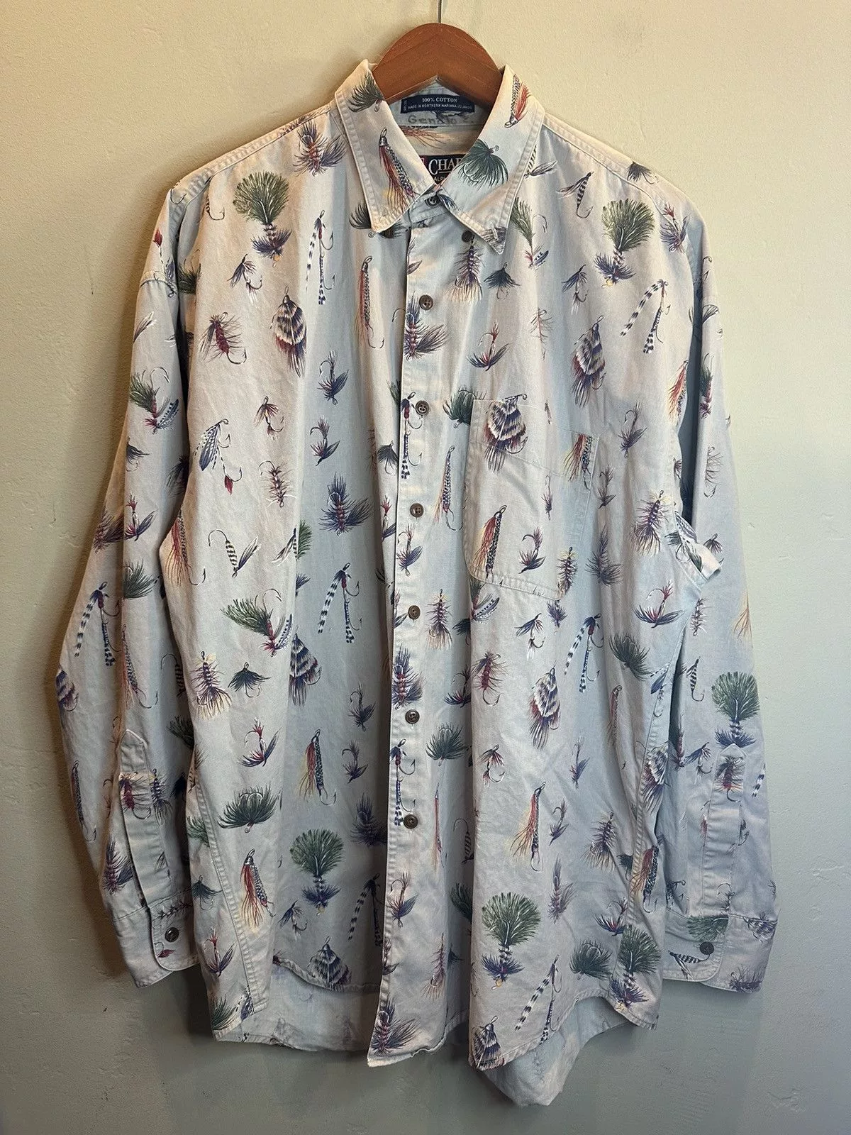 Chaps Ralph Lauren Shirts Button Ups Chaps Ralph Lauren × Ralph Lauren × Vintage *RARE* Vintage Chaps Ralph Lauren Fishing Bait Button Shirt Gray