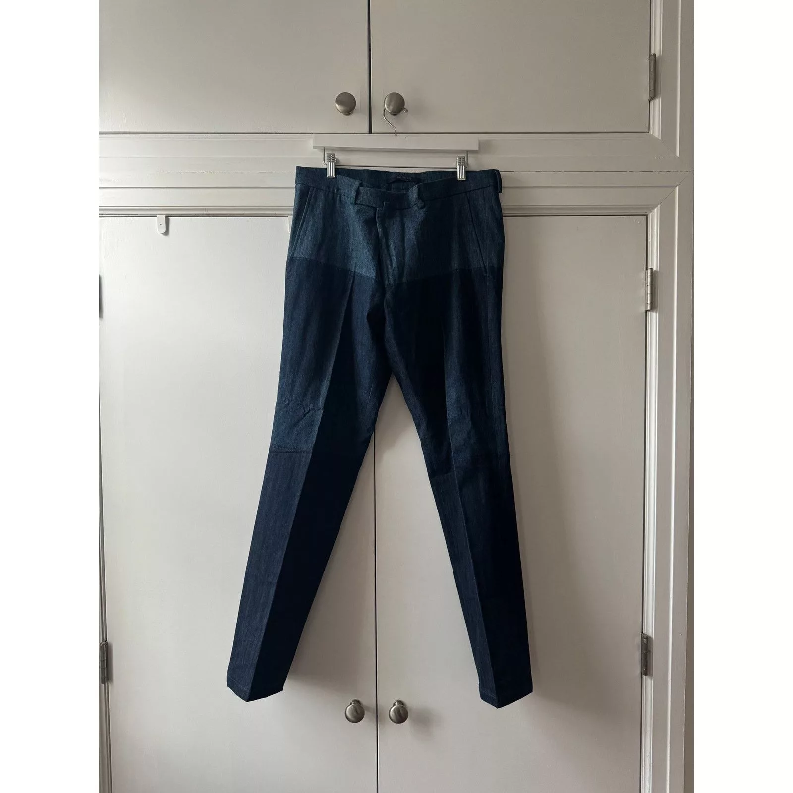 Valentino Casual Pants Valentino Color Block Chambray Trousers Blue