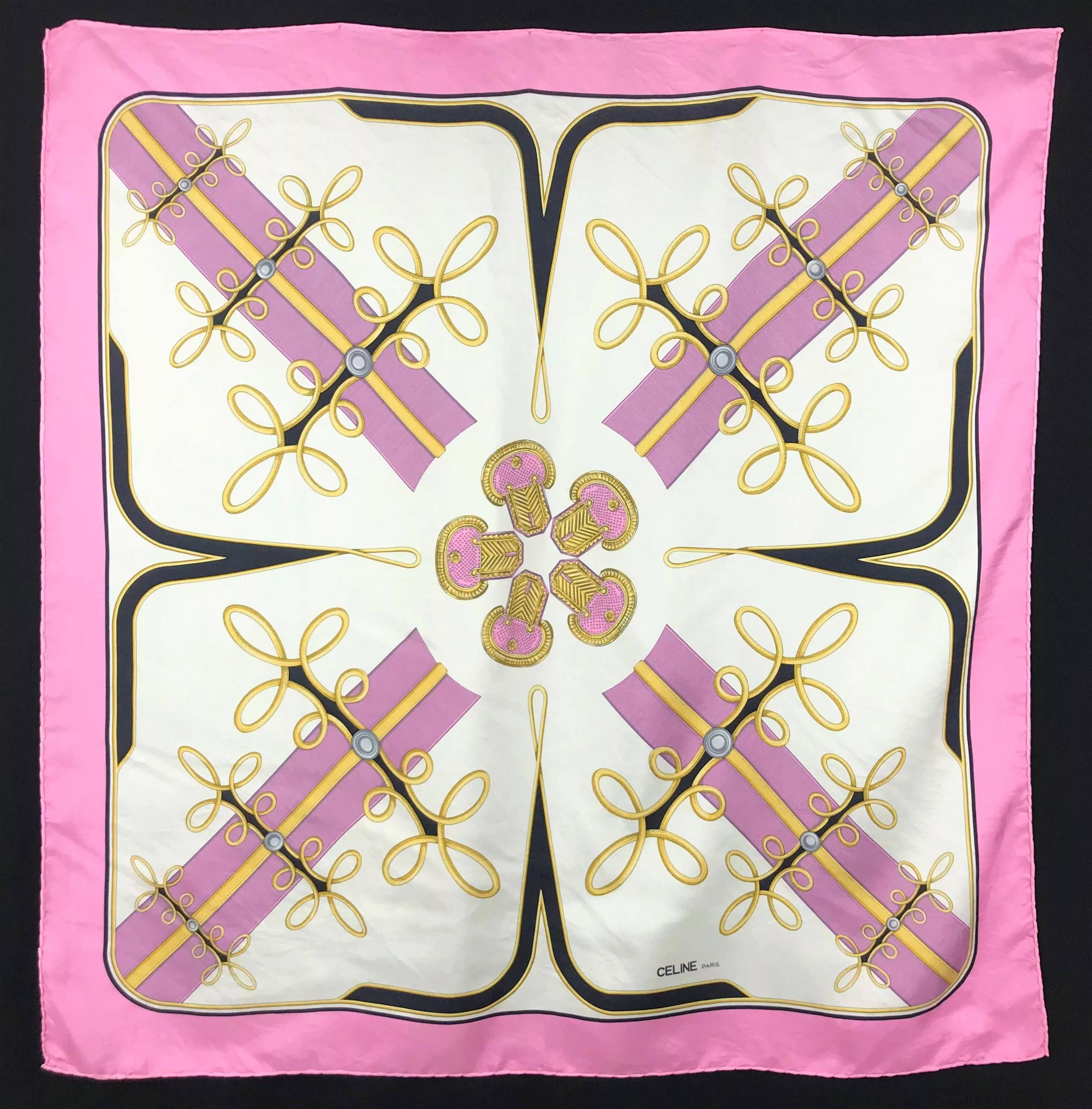 Celine Scarves Celine × Designer × Vintage CL816 Vintage Celine Pure Silk Scarf Pink Color