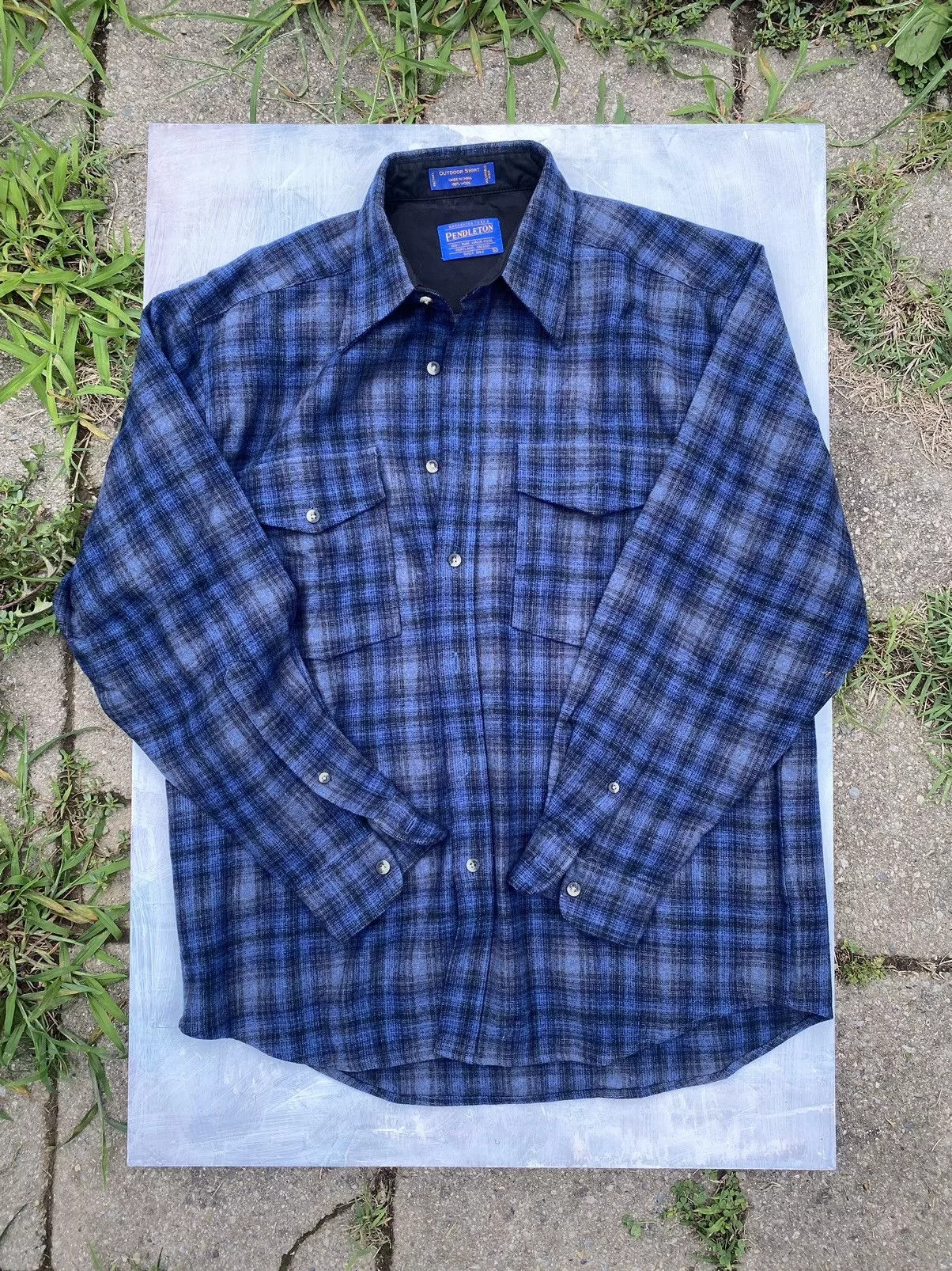Pendleton Long Sleeve T Shirts Pendleton × Vintage Crazy Vintage essential warm real wool Pendleton flannel Blue Streetwear