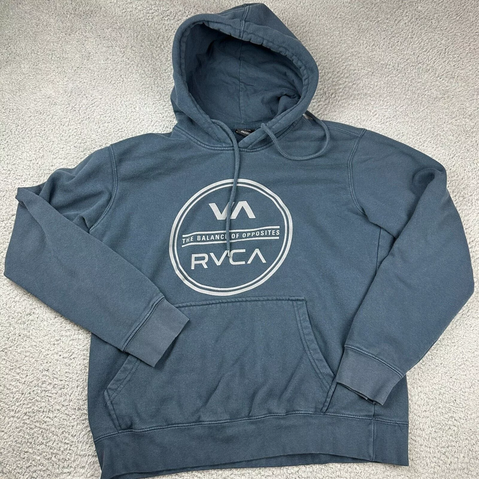 RVCA Sweatshirts Hoodies RVCA Adult S Front Logo Graphics Pullover Casual Hoodie Men Blue