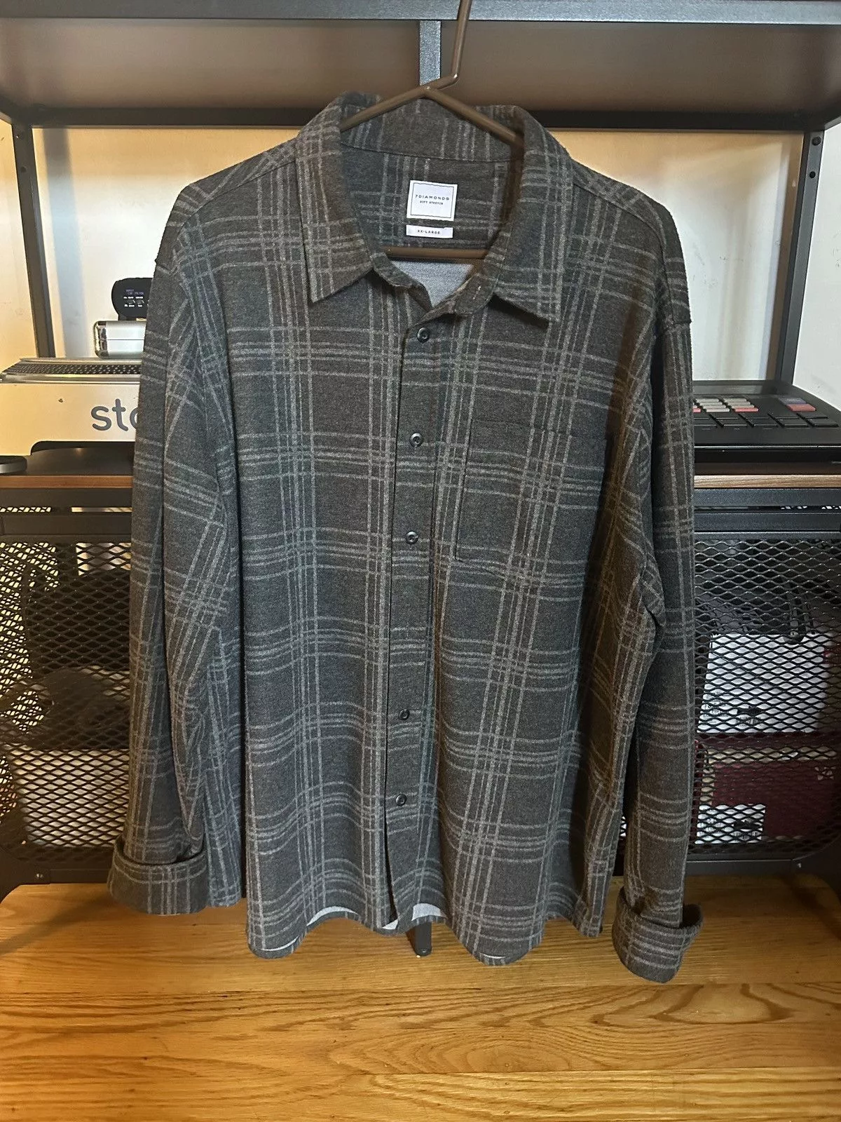 7Diamonds Shirts Button Ups 7Diamonds 7 Diamonds Flannel Shirt Gray