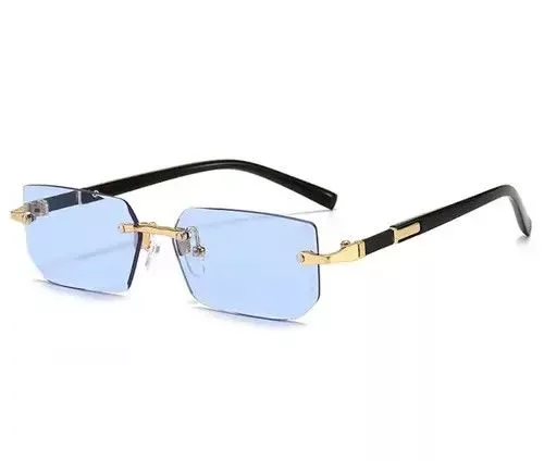 Electric Visual Sunglasses Electric Visual Blue Lens Rimless Square Sunglasses Vintage