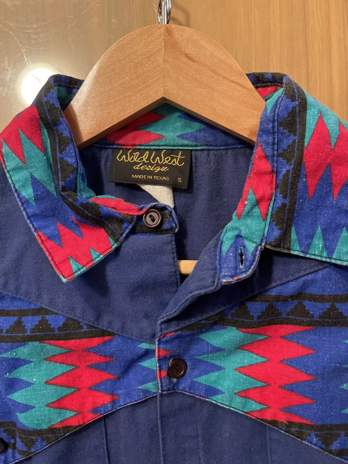Vintage Shirts Button Ups Vintage Funky Western Button Down Blue