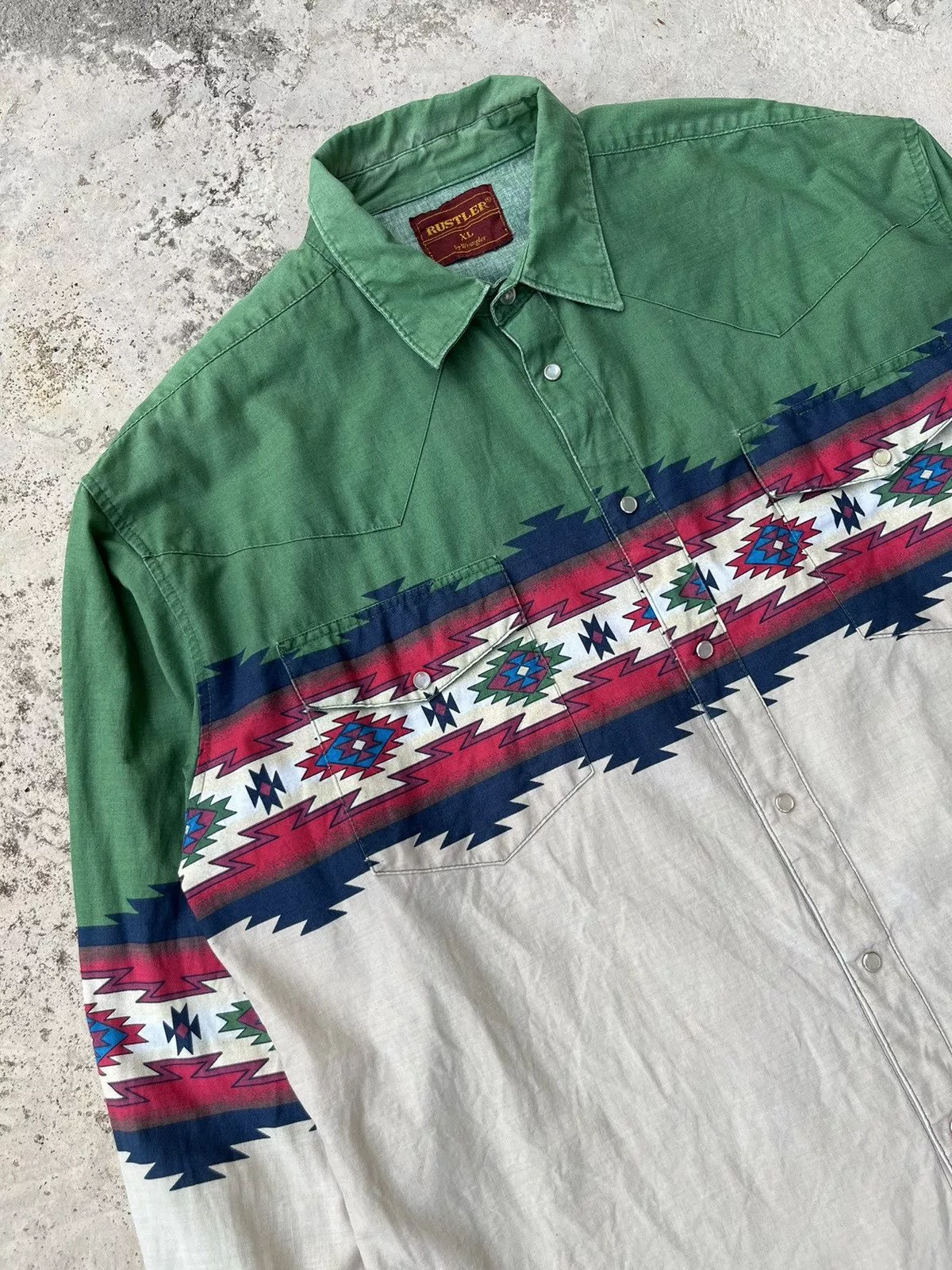 Rustler Shirts Button Ups Rustler × Vintage × Wrangler Vintage 1980s Rustler by Wrangler Shirts Green