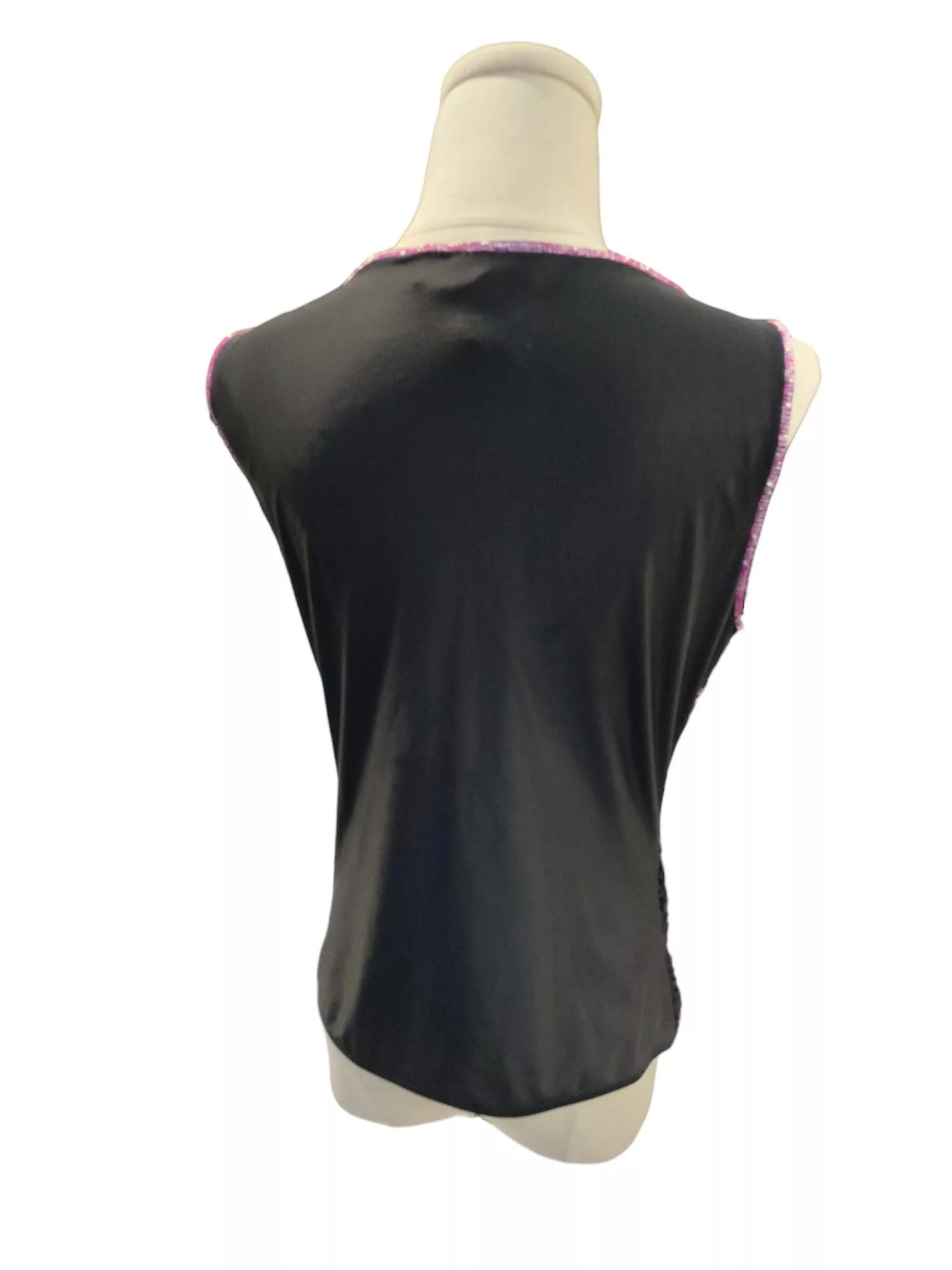 Escada Tank Tops Escada Black Top With Violet Sequenced Front