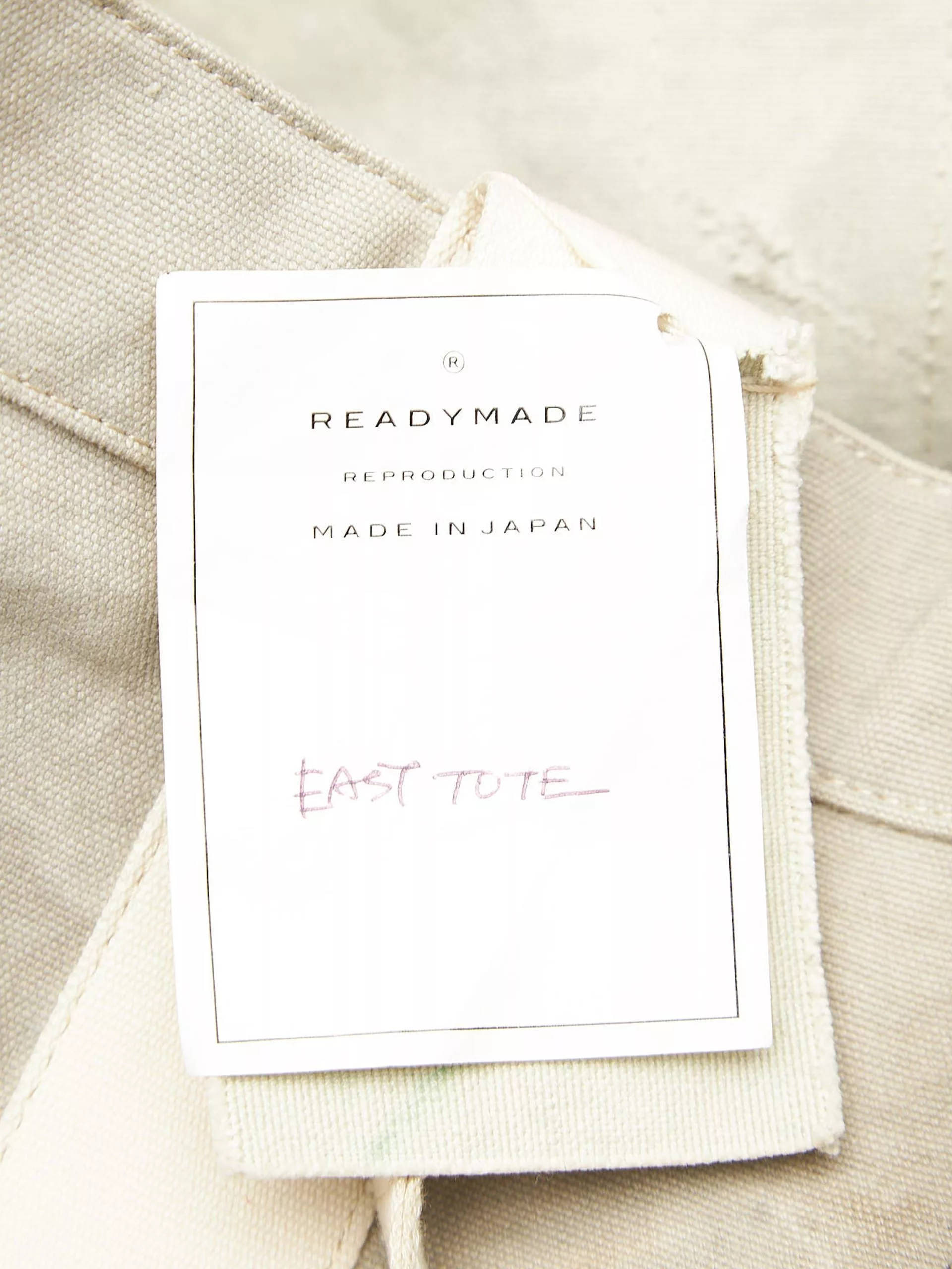 READYMADE Bags Luggage READYMADE Gray Washed Distressed Dirty Logo Printed Buttoned Cotton Tote Bag