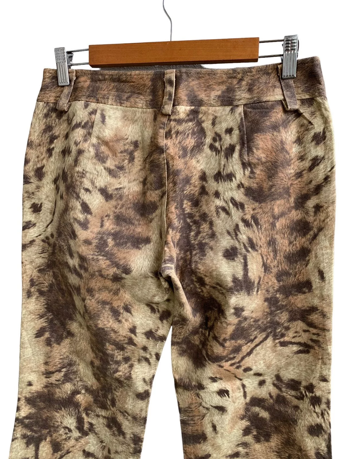 Designer Pants Designer Vintage Grace Continental Leopard Print Flare Brown