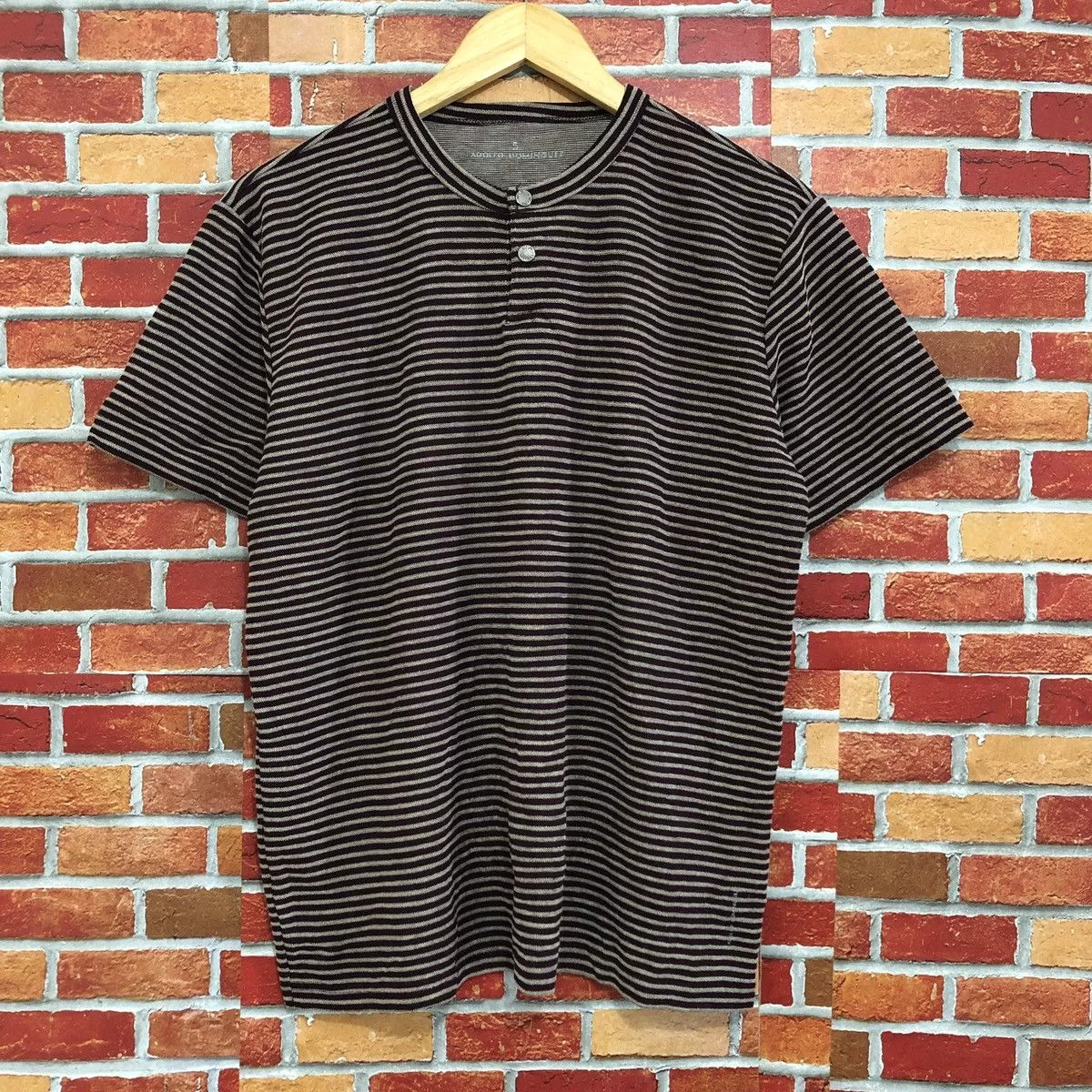 Adolfo Dominguez Short Sleeve T Shirts Adolfo Dominguez Striped 2 Button T-Shirt Multi