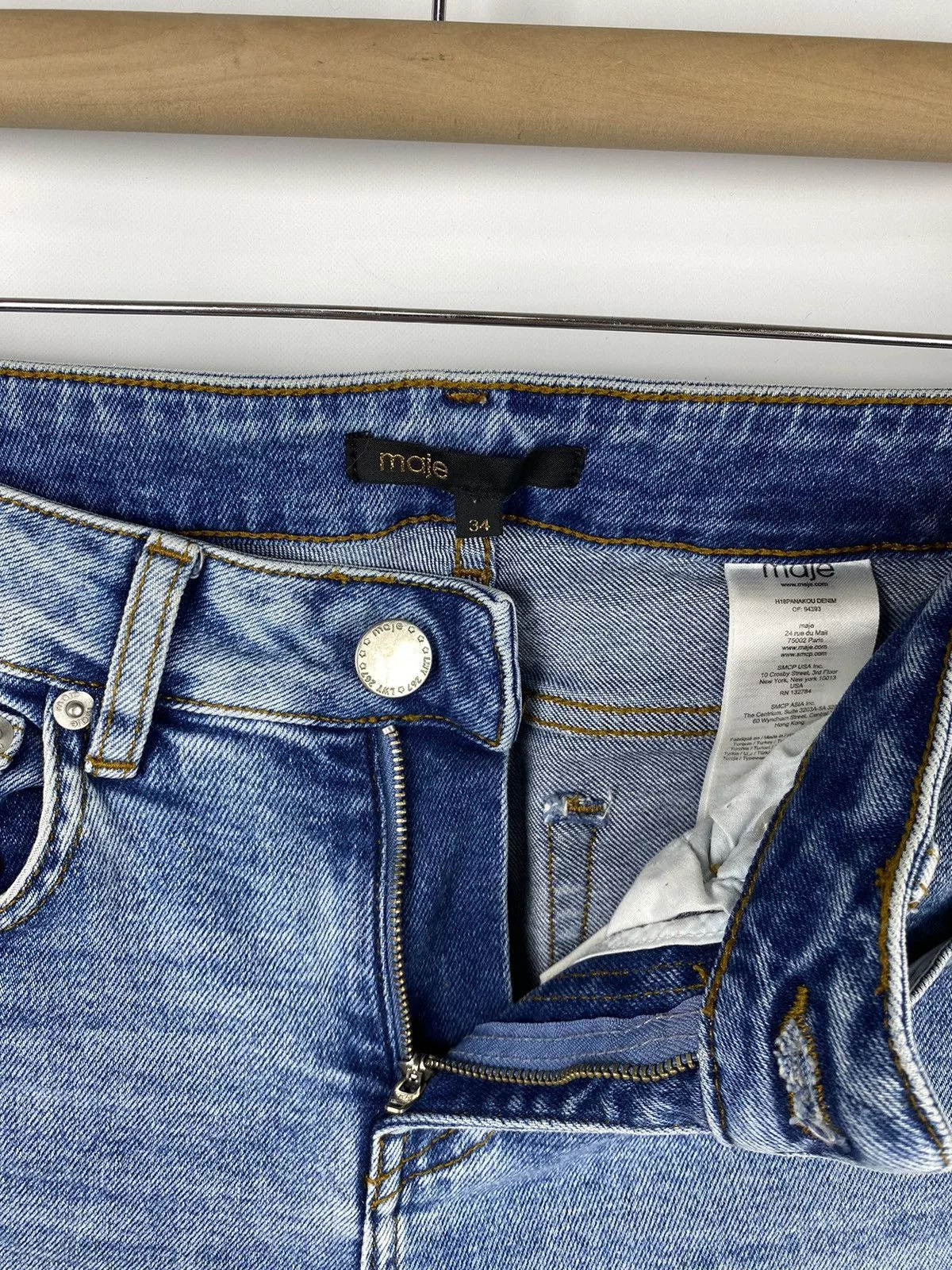Maje Jeans Maje Paris Slim Jeans size 34 Fringed Blue