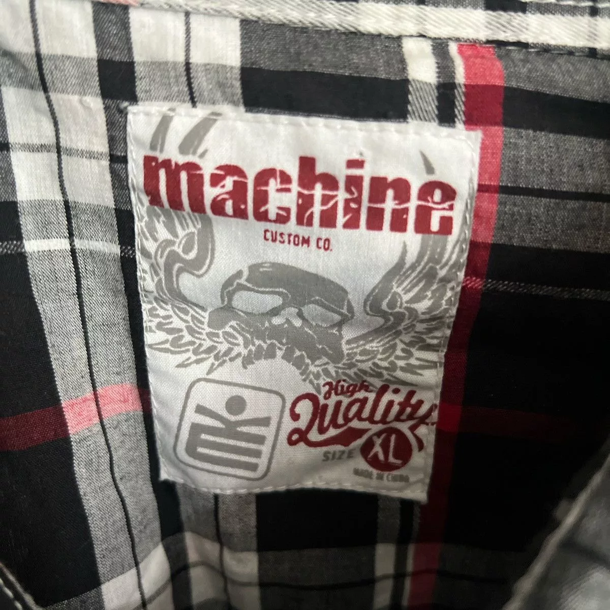 Other Shirts Button Ups Other y2k Plaid Machine Custom Co. Button Up Shortsleeve Black