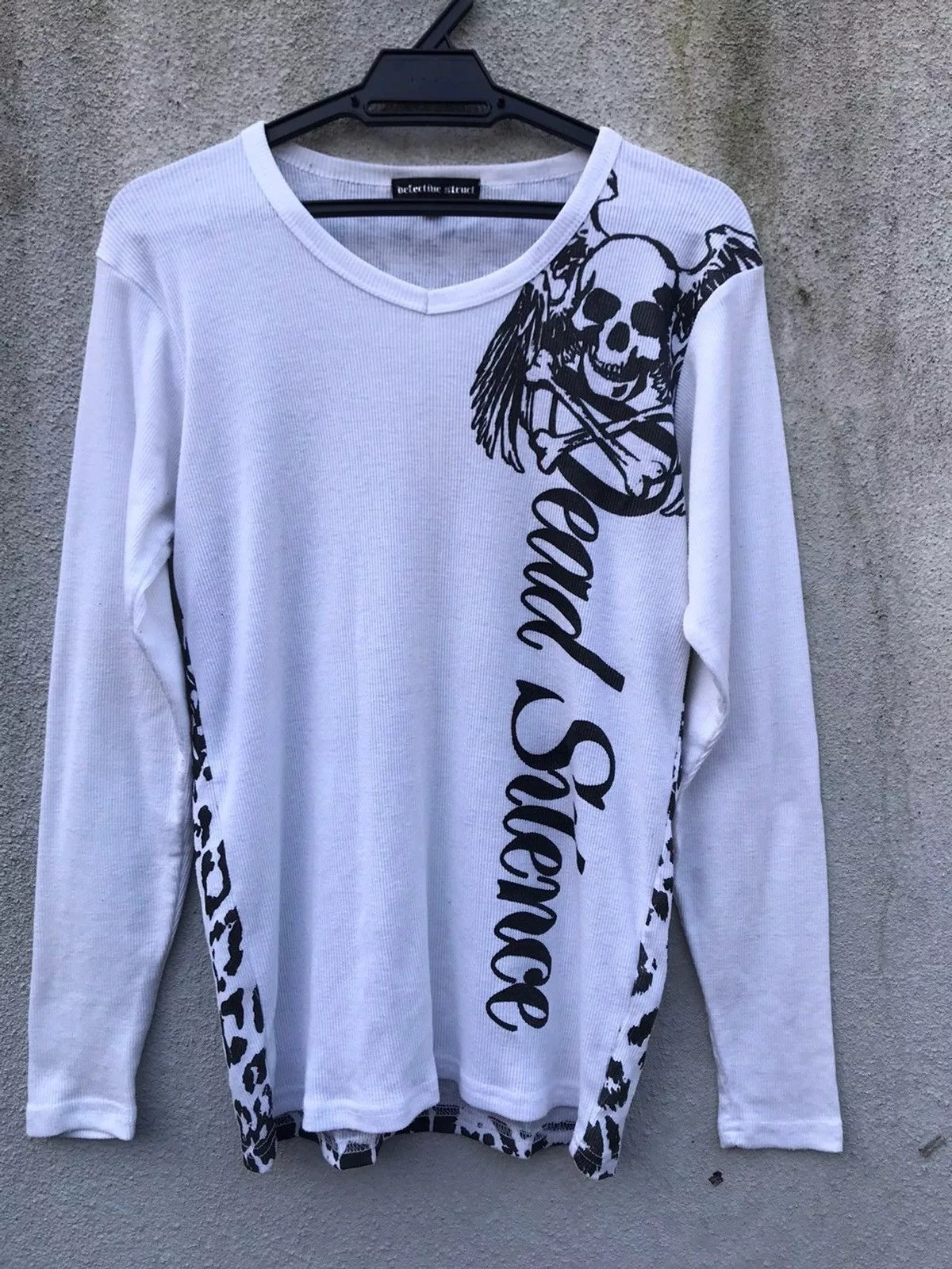 Seditionaries Long Sleeve T Shirts Seditionaries × Vintage 💀Defective Struct Skull Full Print Pleated Long Sleeve White