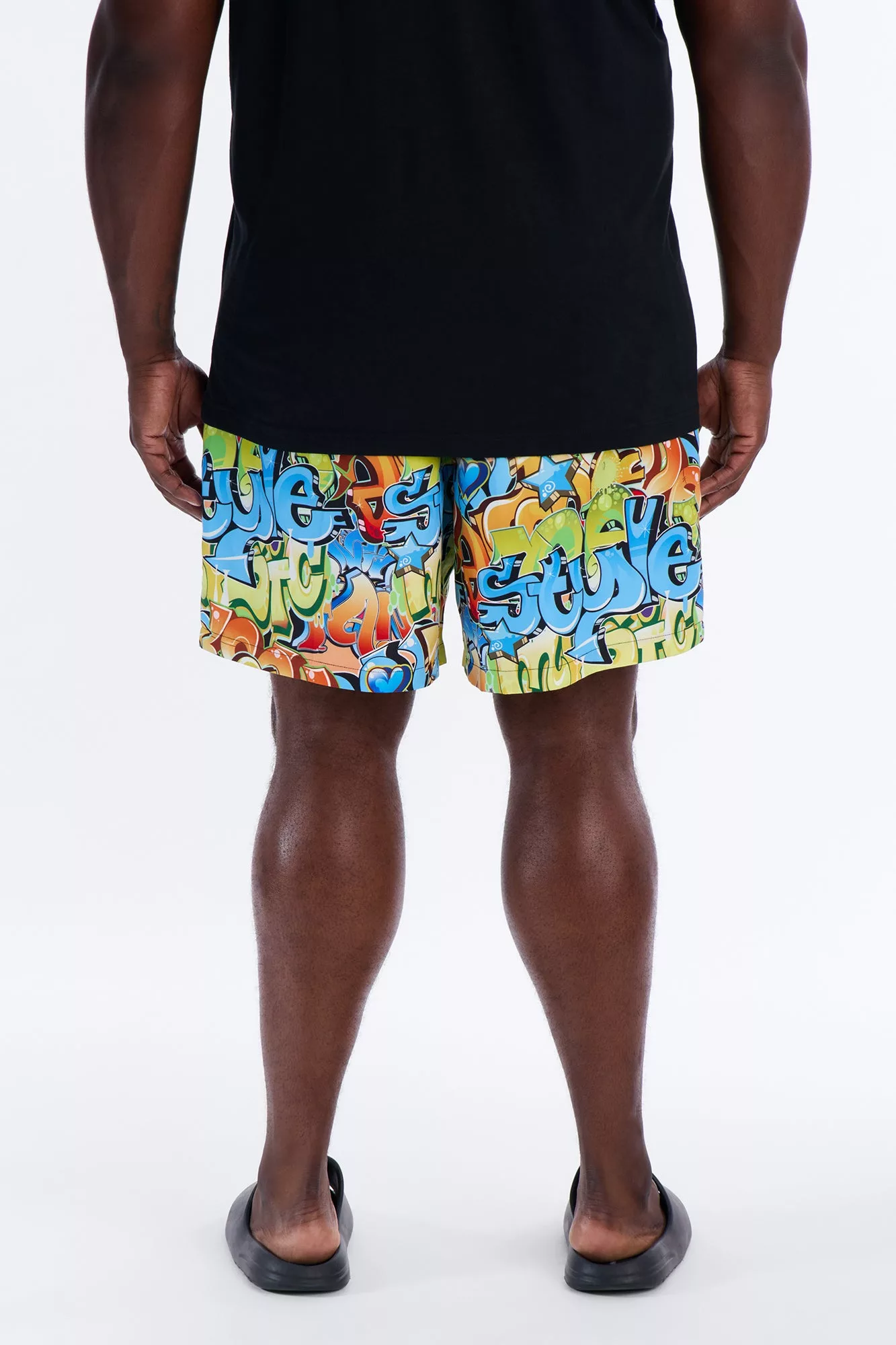 All That Graffiti Swim Trunk 7″ - Blue/combo