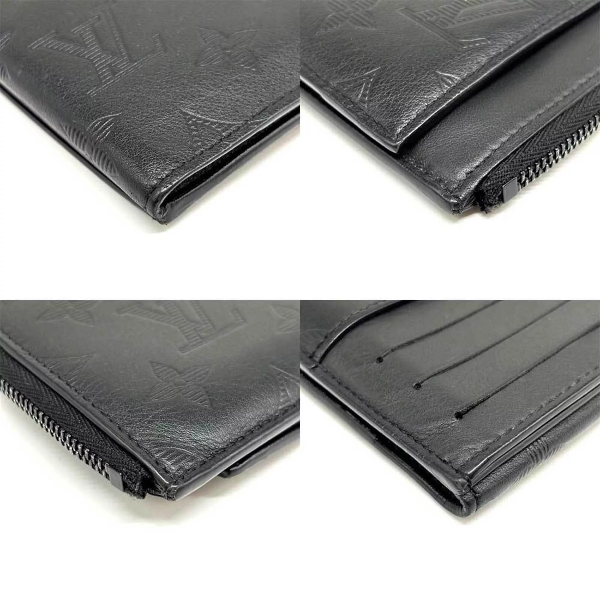Louis Vuitton Wallets Louis Vuitton Hybrid Wallet Monogram Shadow Black Leather Noir Pass Case Wallet/Coin M81526 LOUIS VUITTON