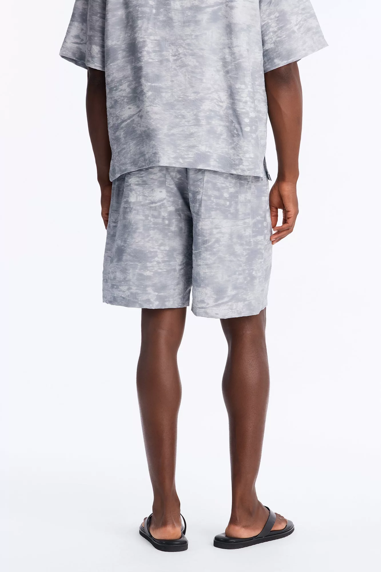 Marble Wash Relaxed Short - Grey/combo
