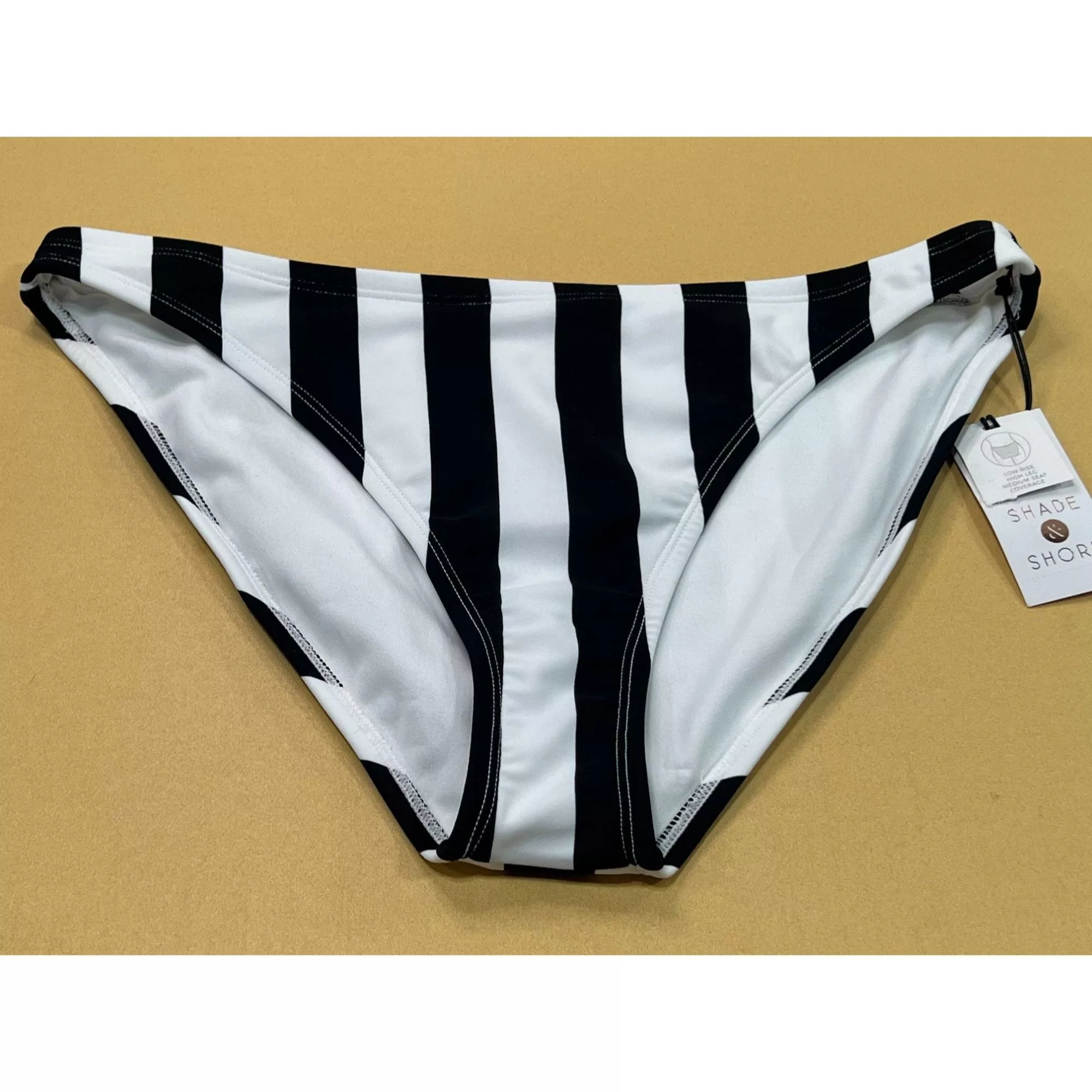 Other Socks Intimates Other Shade & Shore -Women's Striped Medium Coverage Bikini Bottom White