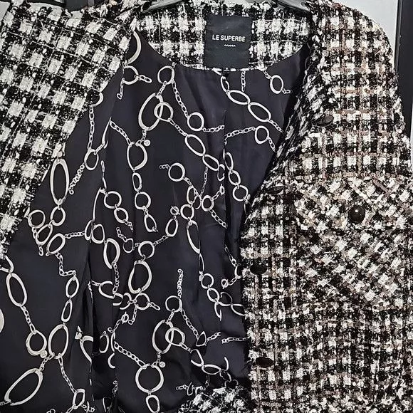 Le Superbe Jackets Le Superbe Monte Carlo Sequined Button Jacket Size 6 Gray