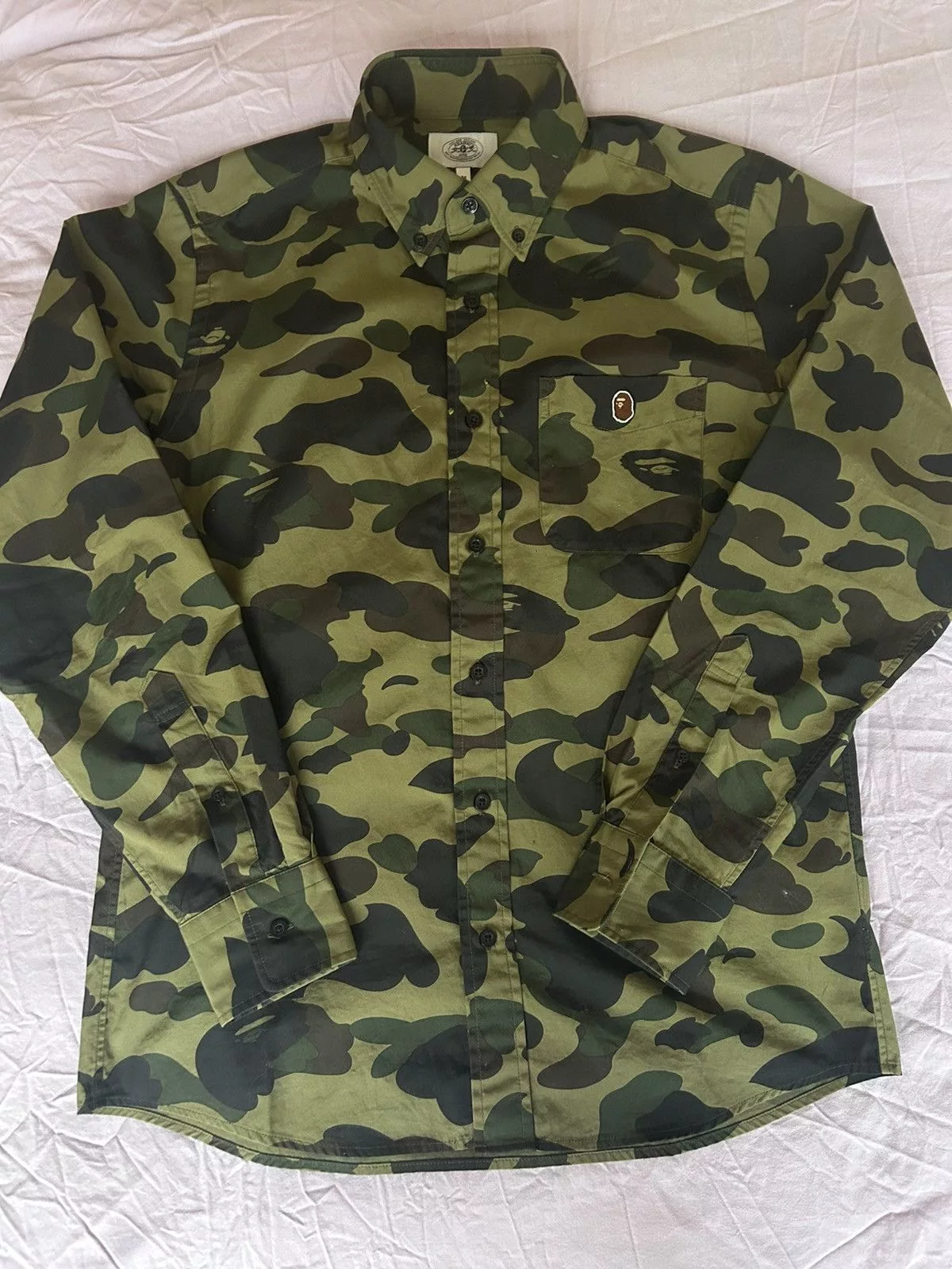 Bape Shirts Button Ups Bape 1st Camo One Point BD Shirt Green
