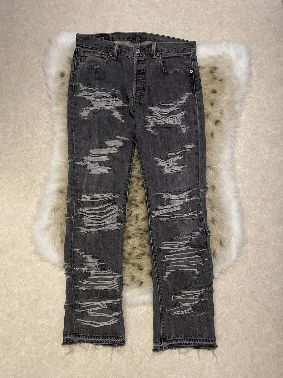 Handmade Denim Handmade × Levi's distressed Levi’s 501 32/32 denim. Gray