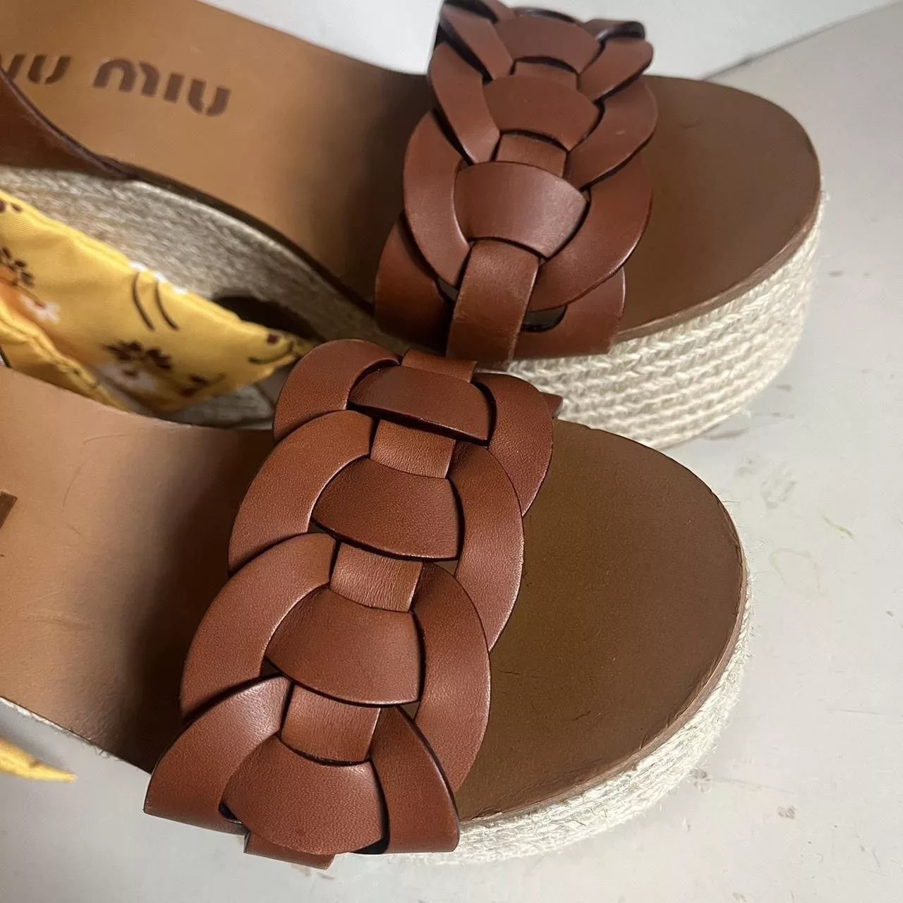 Miu Miu Platforms Miu Miu leather platform sandals Brown