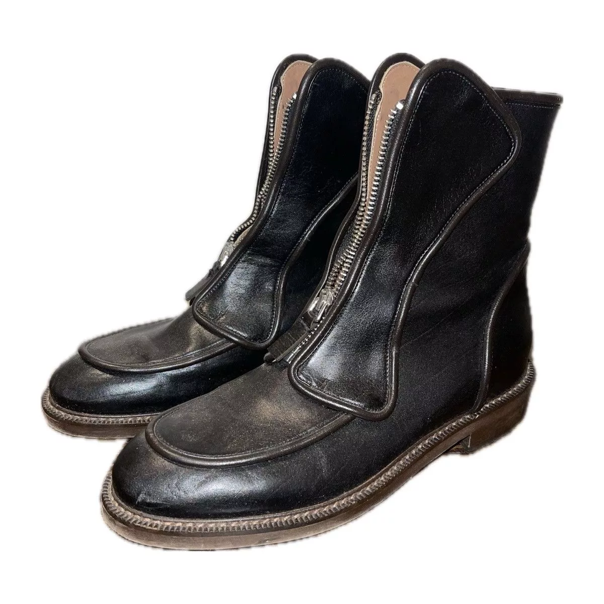 Marni Boots MARNI zip-up Black Flat Leather Boots