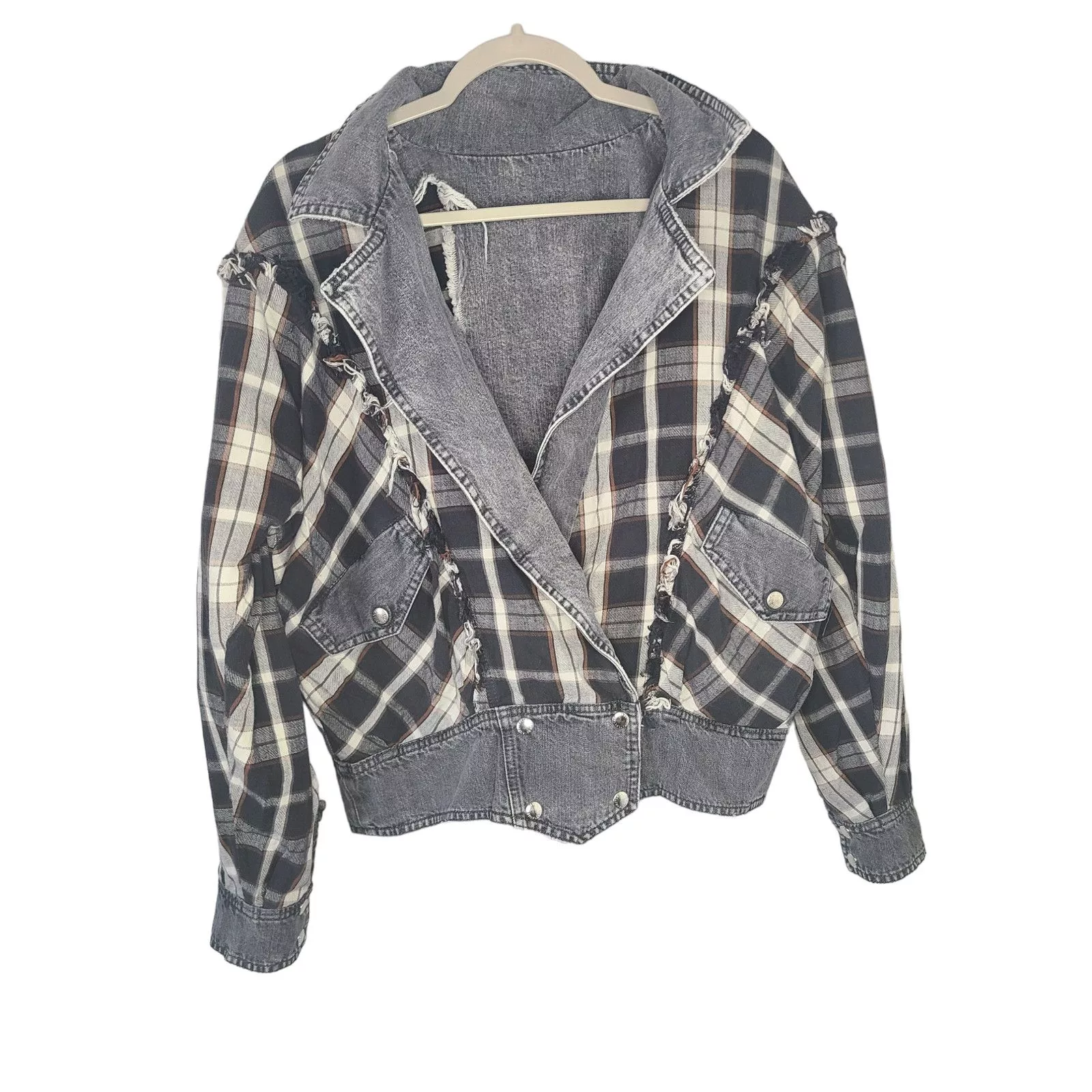 Retrofete Coats Retrofete RETROFÊTE Ellie reversible distressed denim jacket Gray