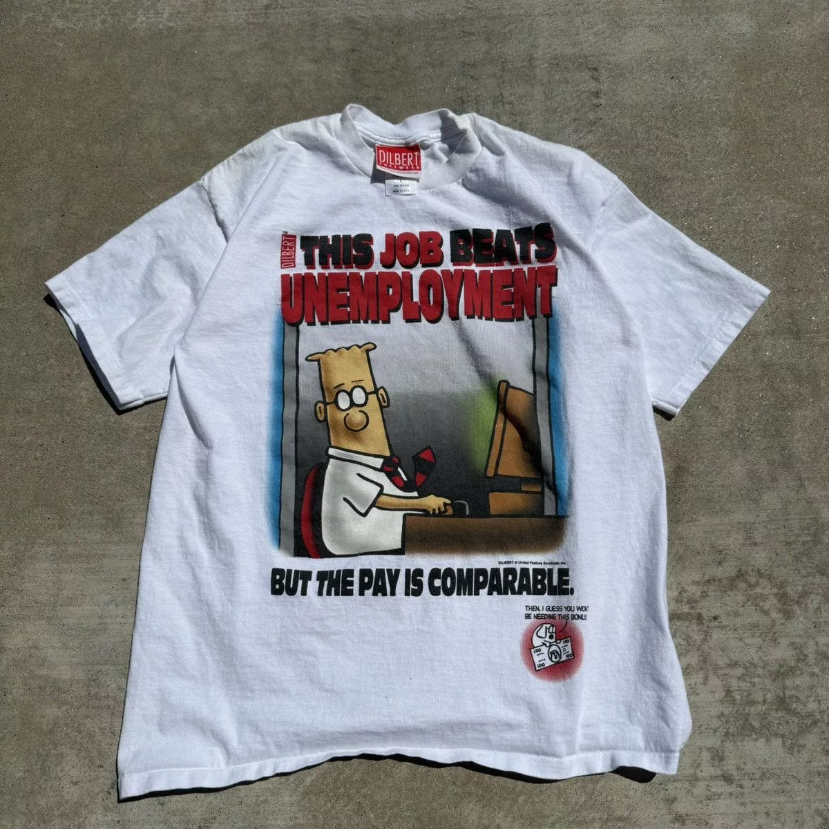 JNCO Short Sleeve T Shirts JNCO Vintage 90s Made In Usa Dilbert Humor Skater Graphic Tee L White