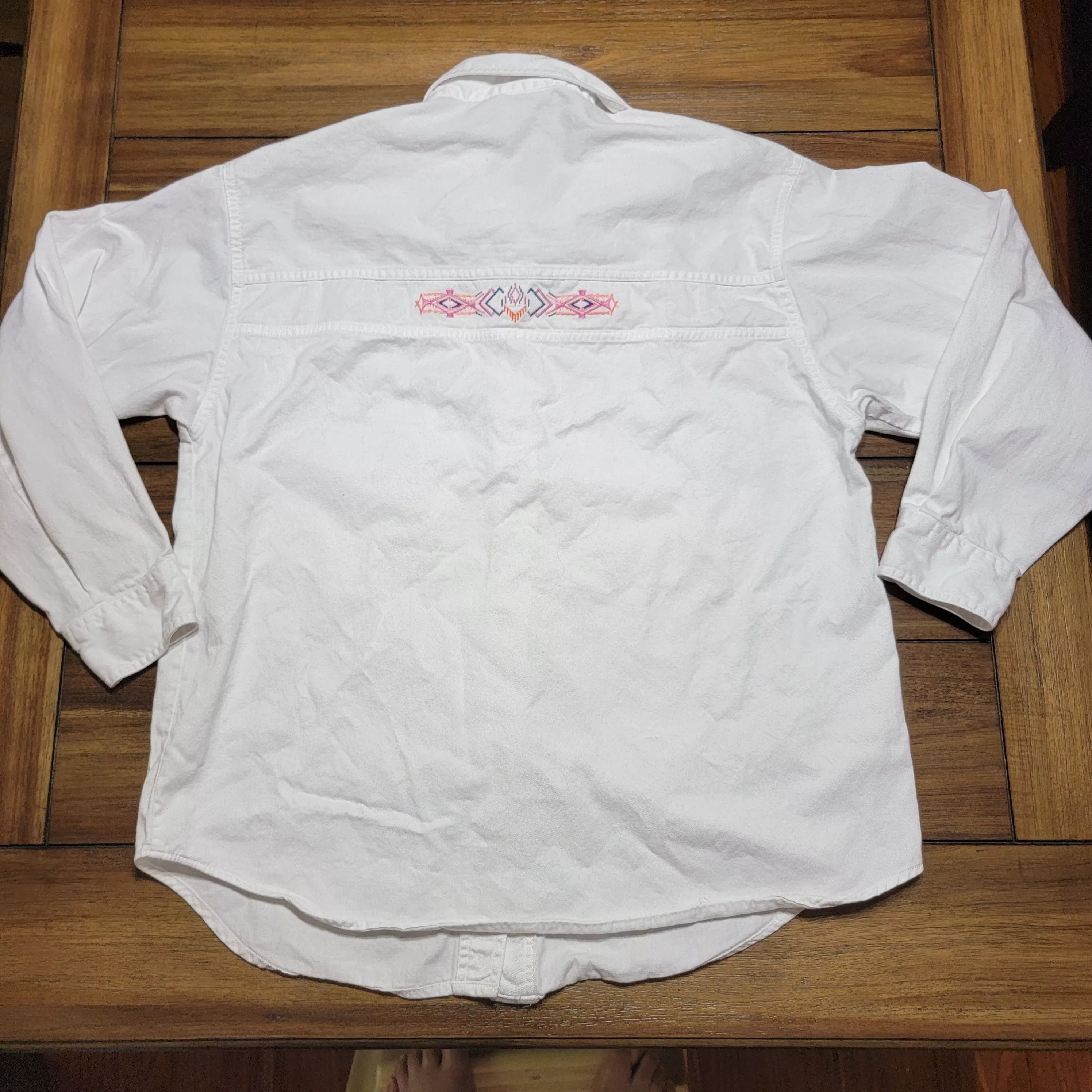 Other Button Ups Other Nuovo LS Southwestern Shacket w/ Embroidery - Medium White