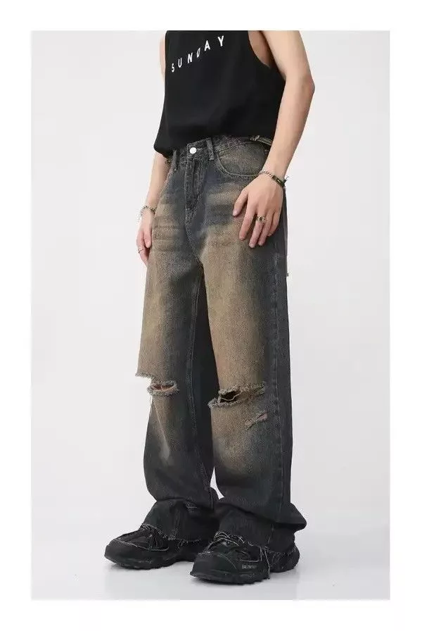 Jean Denim Blue Gradient Wash Bootcut Flared Jeans y2k retro Avant-Garde