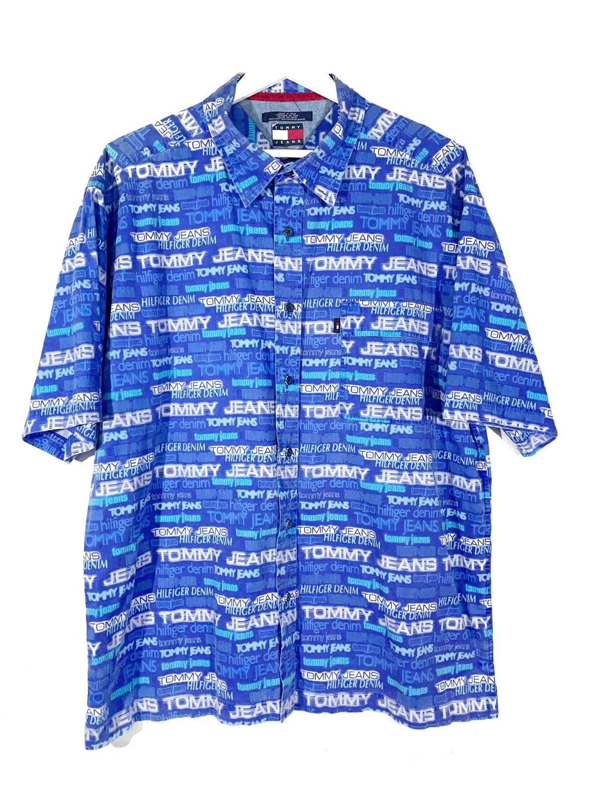 Tommy Hilfiger Shirts Button Ups Tommy Hilfiger Vintage Rare Shirt Monogram Matrix Style XL Blue Streetwear