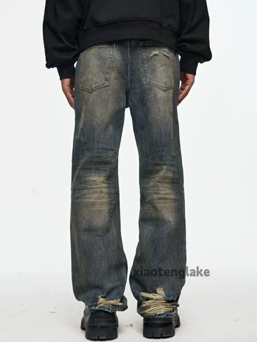 Jean Denim Jean × Vintage washed faded yuppie ripped rusty stain grunge jeans Blue