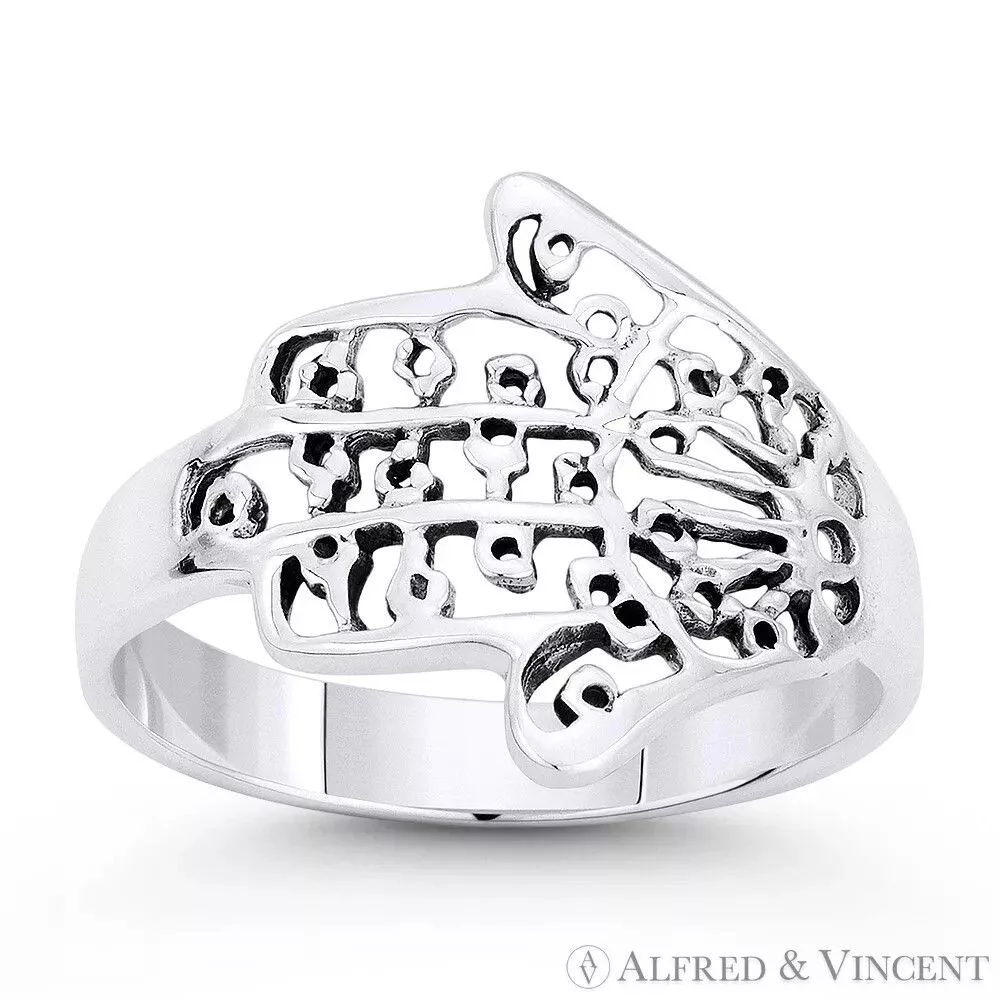 Other Rings Other Hamsa Hand Evil Eye Luck Charm Ring Silver