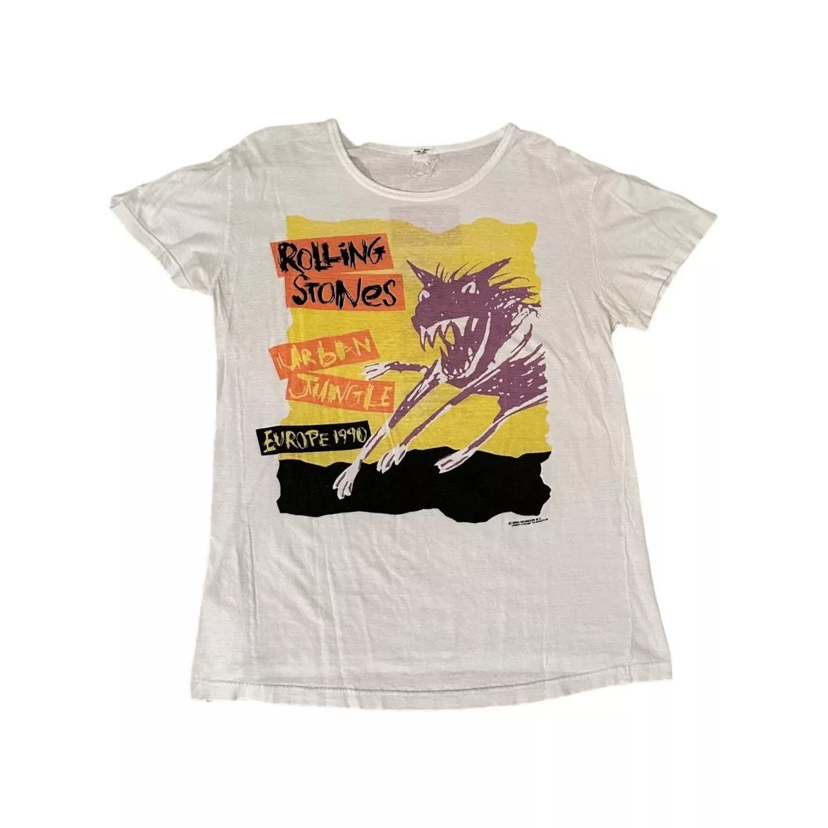 Brockum Short Sleeve T Shirts Brockum 90s Rolling Stones T-Shirt Medium European Tour 1990 White