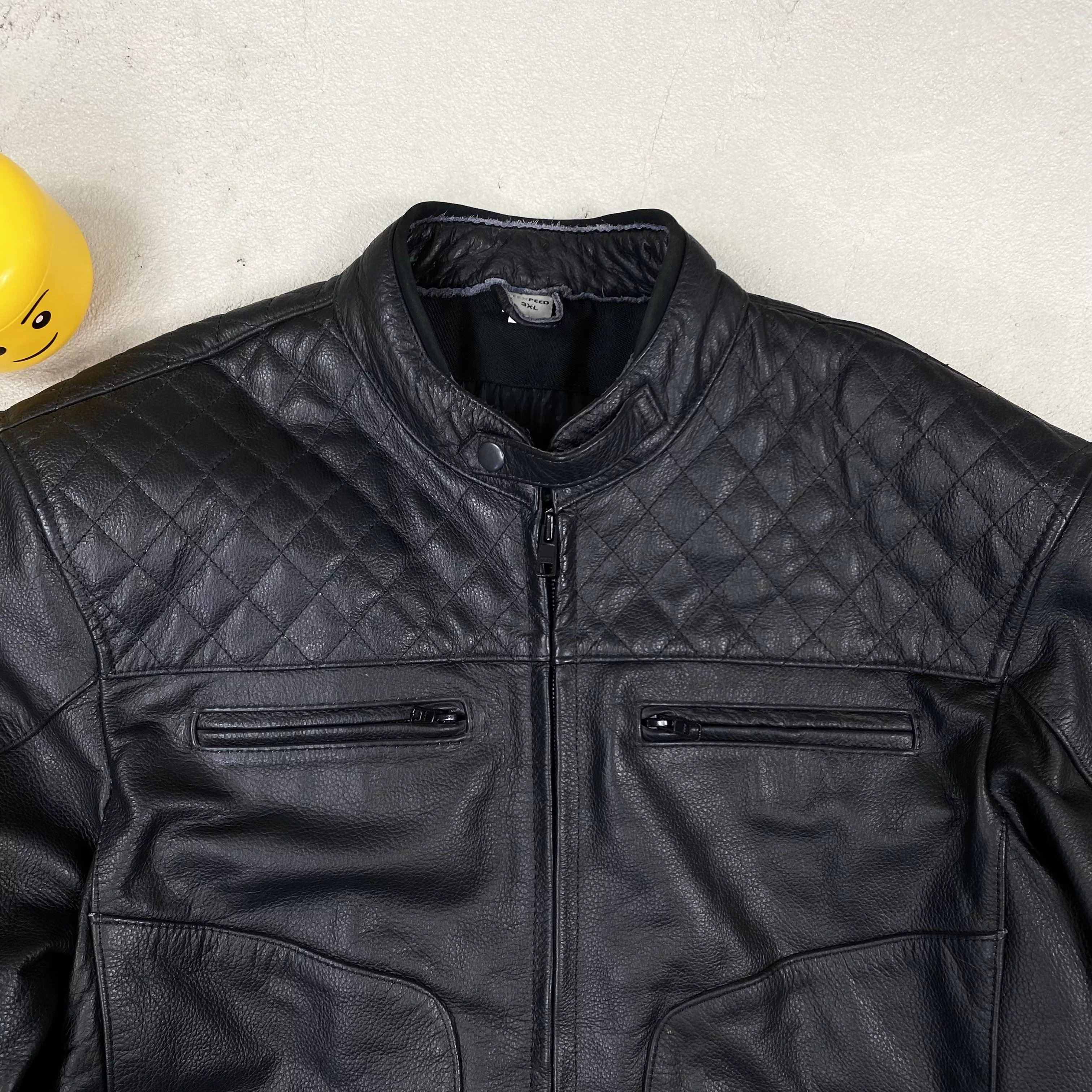 Genuine Leather Leather Jackets Genuine Leather racing leather Jacket moto real biker Y2K Black Vintage