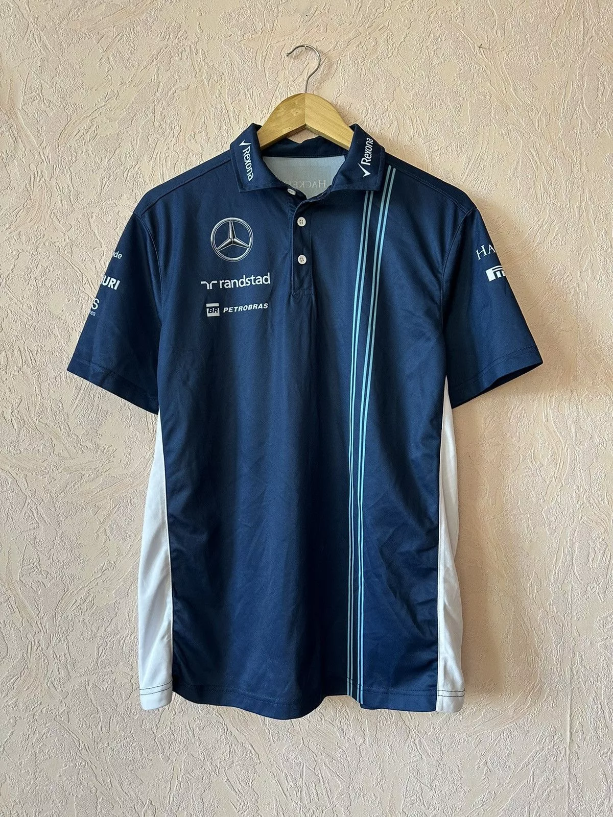 Formula 1 Short Sleeve T Shirts Formula 1 × Mercedes-Benz Mercedes Martini Williams Hackett formula one F1 Polo Blue Vintage