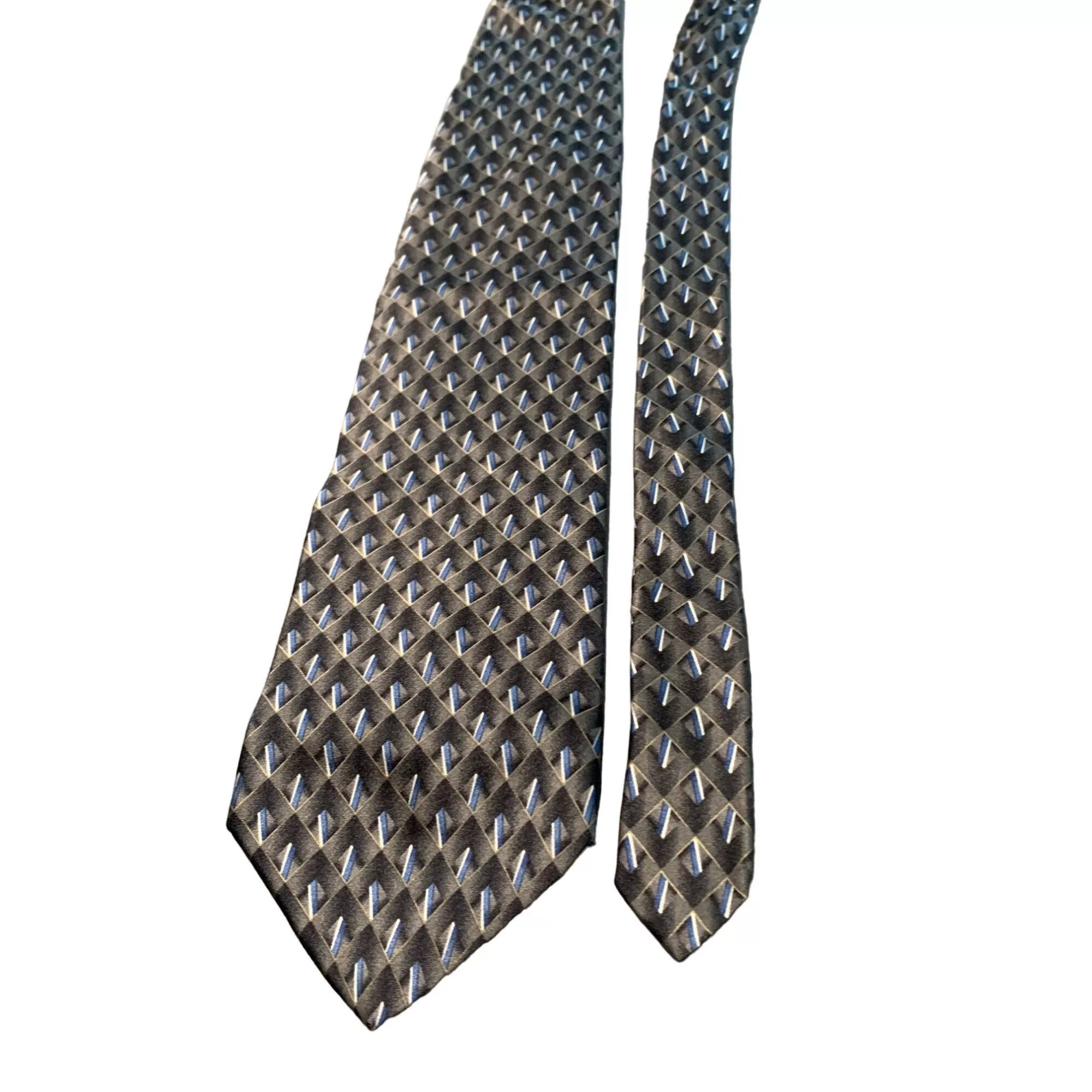 Stafford Ties Pocketsquares Stafford Mens Tie Geometric Pattern 100 Silk Black Blue Neck
