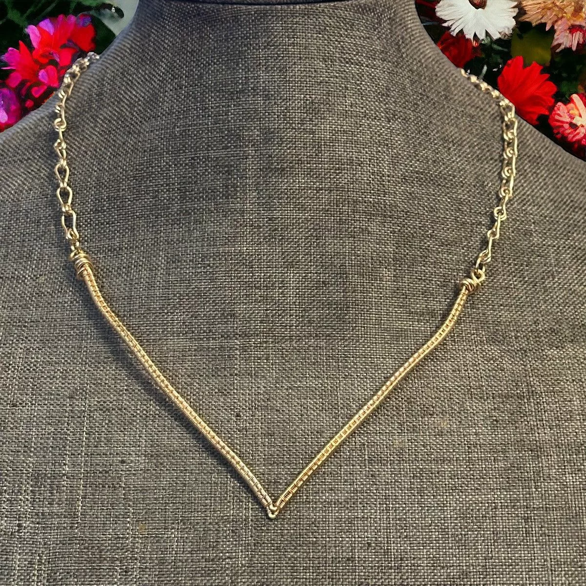 Vintage Necklaces Vintage large chevron necklace Gold