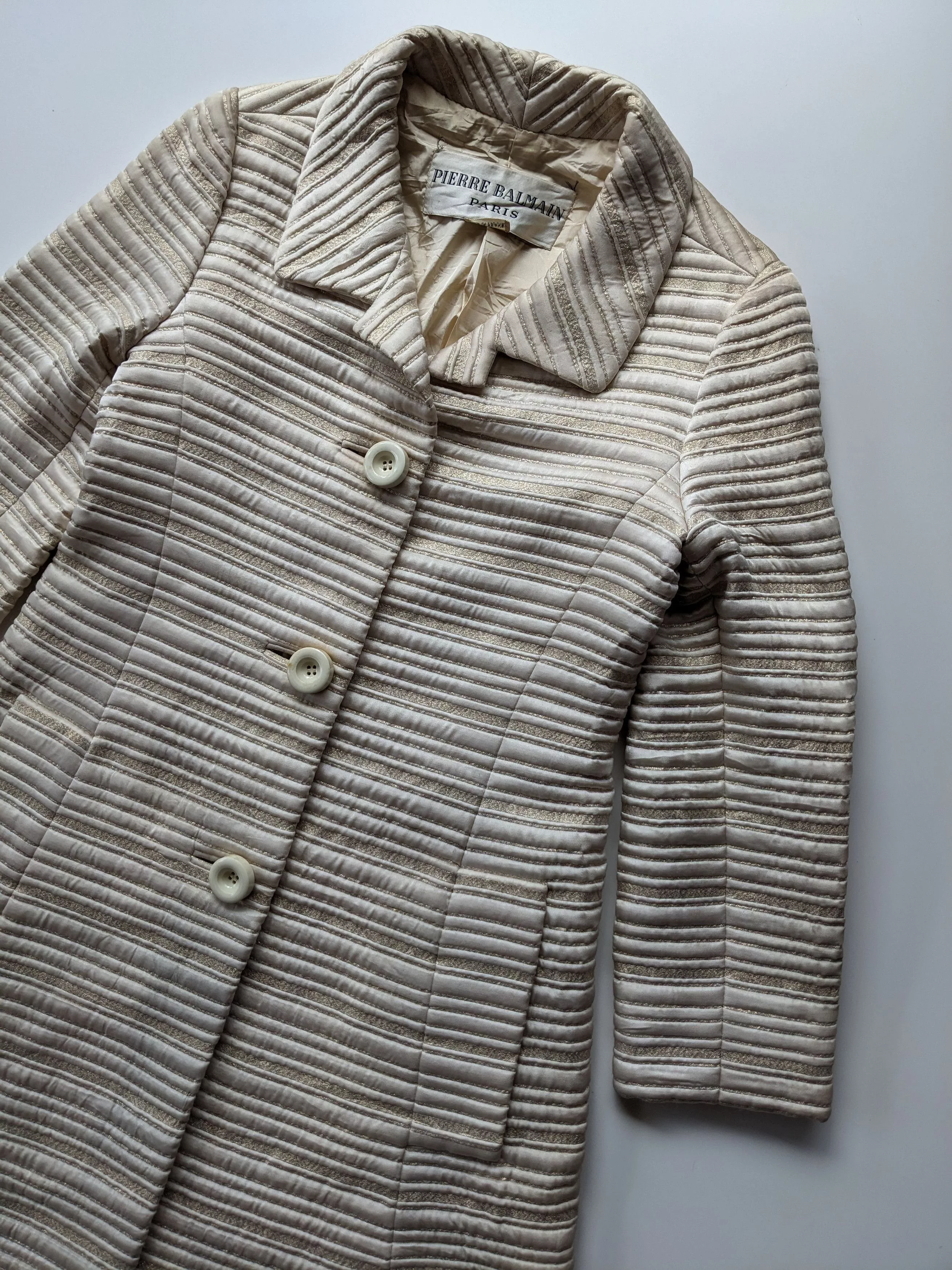 Balmain Coats Balmain × Pierre Balmain Vintage Pierre Balmain M28 Prince de Galles pleated jacket White
