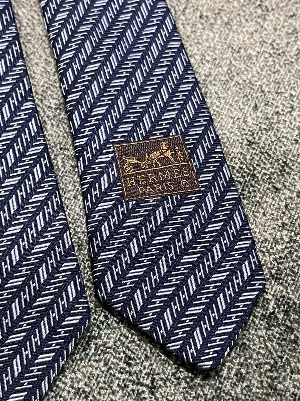 Hermes Ties Pocketsquares Hermes Silk Tie 758757T Blue