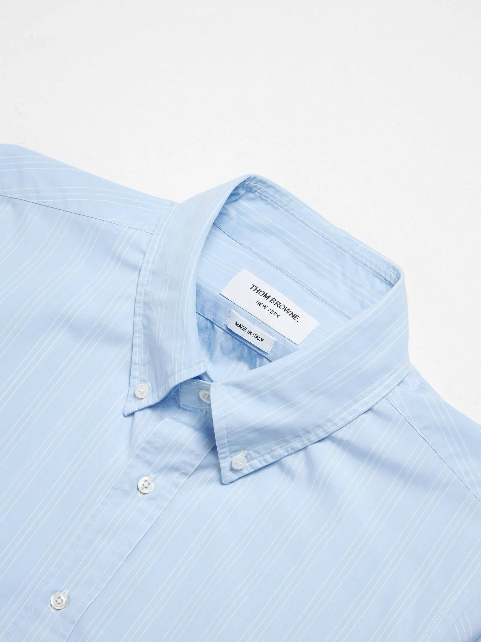 Thom Browne Long Sleeve T Shirts Thom Browne Light Blue Striped Shirt