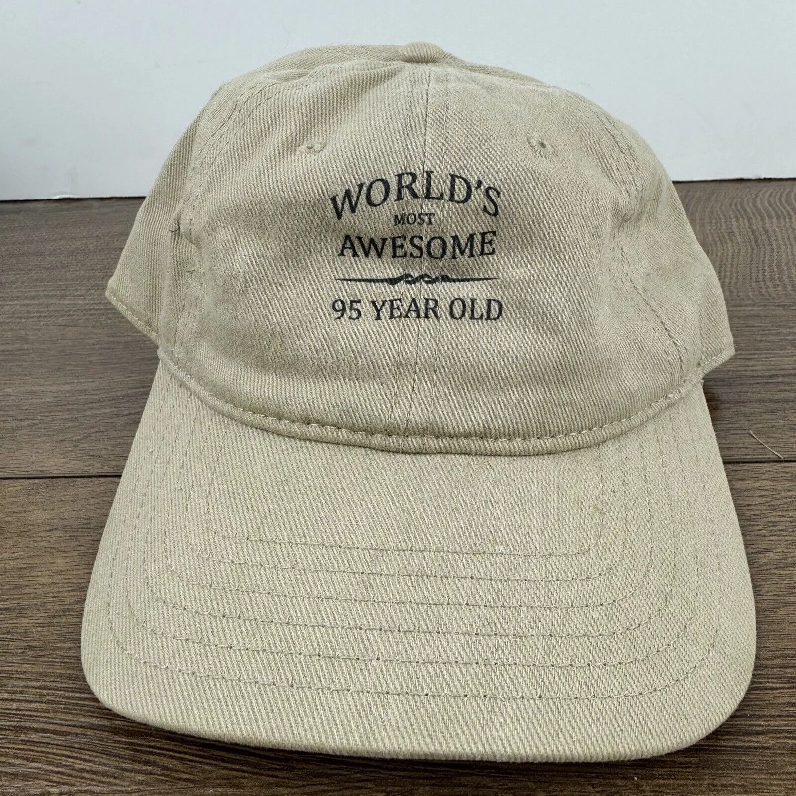 Other Hats Other 95 Years Old Hat Worlds Awesome 95 Tan Brown Hat Adjustable