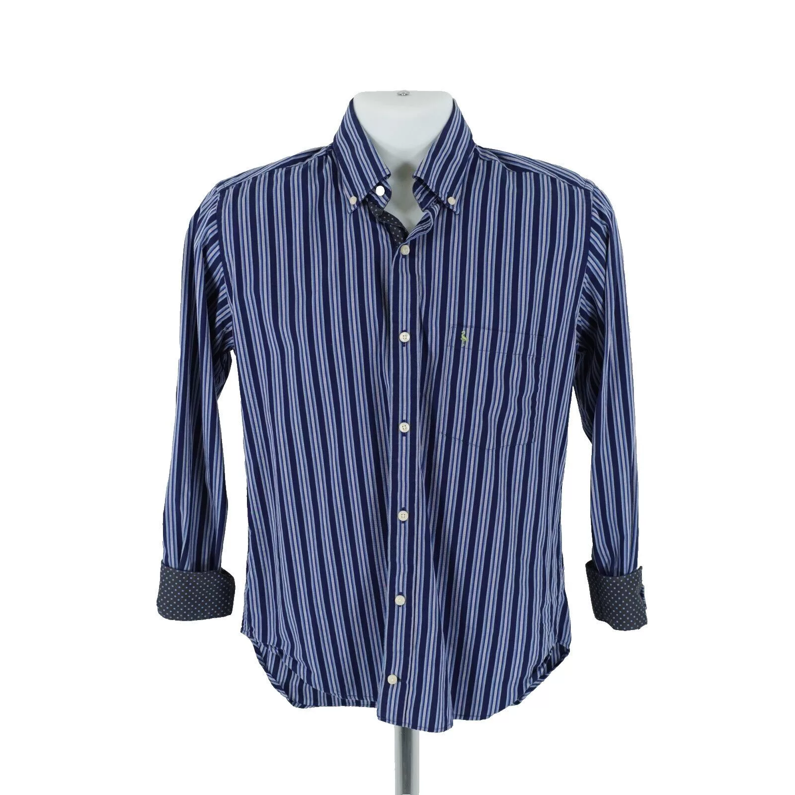 Tailorbyrd Shirts Button Ups Tailorbyrd Blue Striped Flip Cuff Pocket Front Button Down S