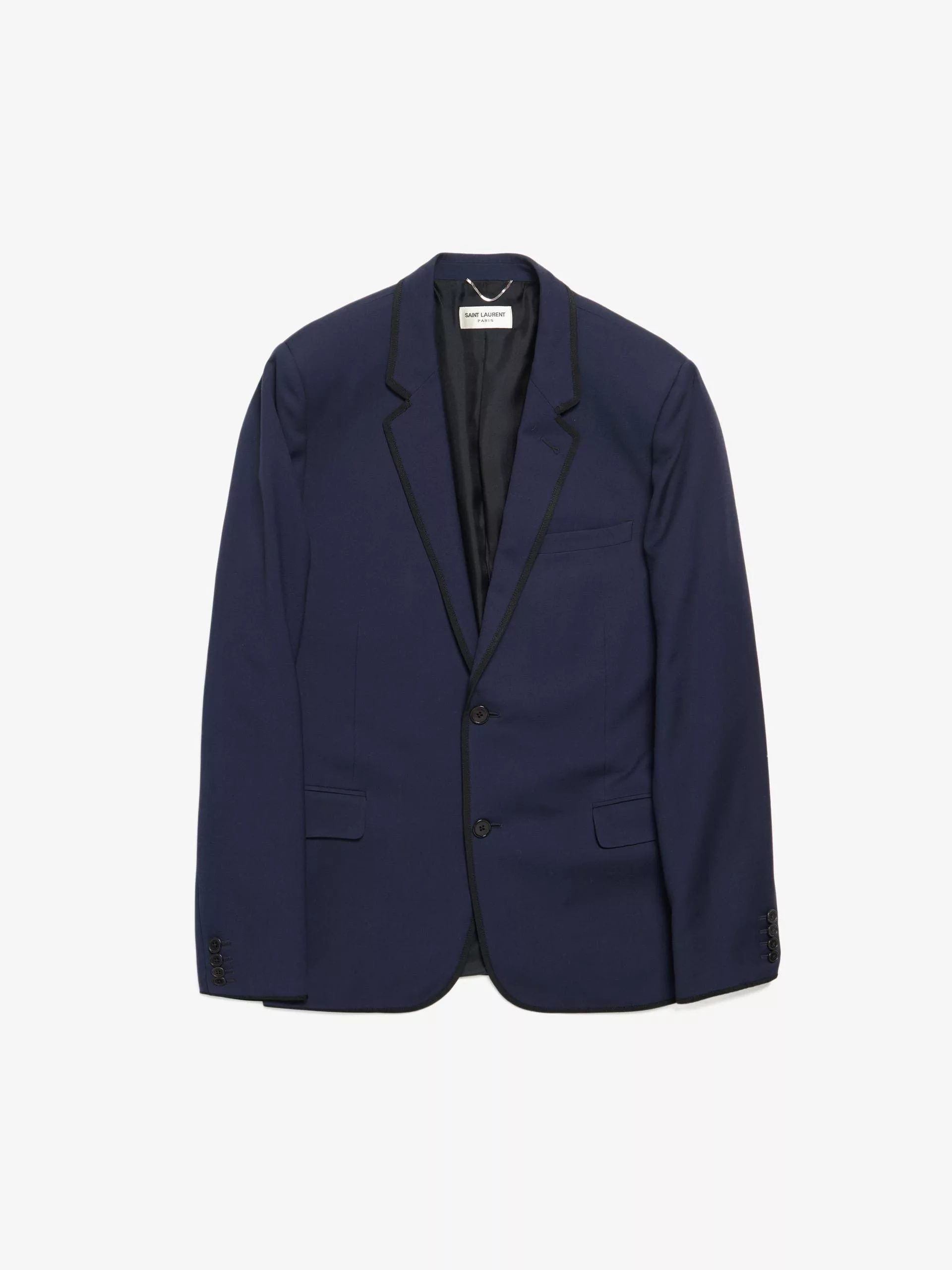 Saint Laurent Paris Light Jackets Saint Laurent Paris Navy Button Woolen Silk Blazer Blue