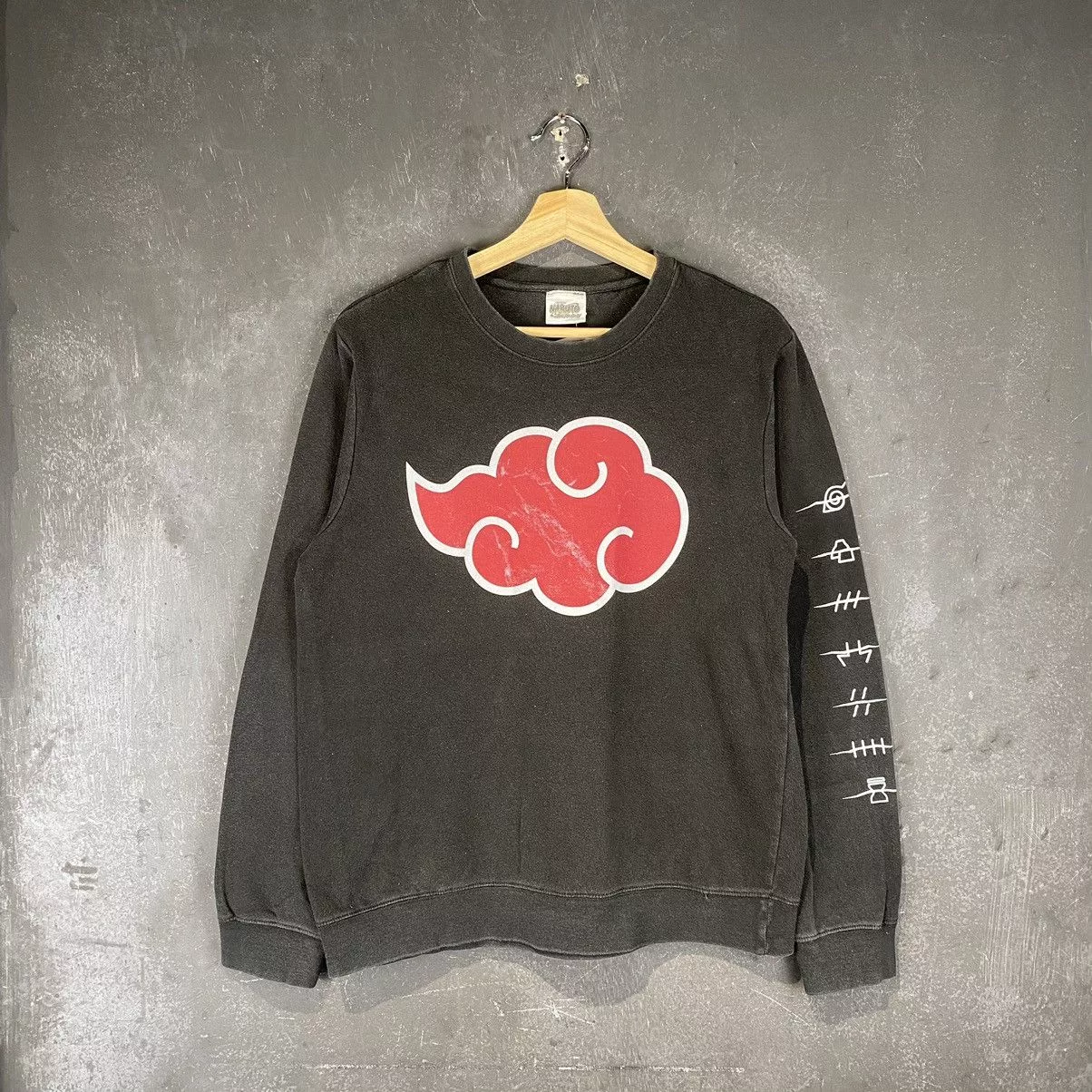 Anime Sweatshirts Hoodies Anime × Japanese Brand Rare OG y2k Naruto Shippuden Akatsuki Crewneck Black Streetwear