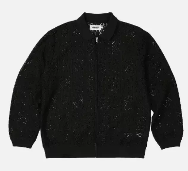 Palace Polos Palace London Crochet Zip Long Sleeve Polo Black XL FW23