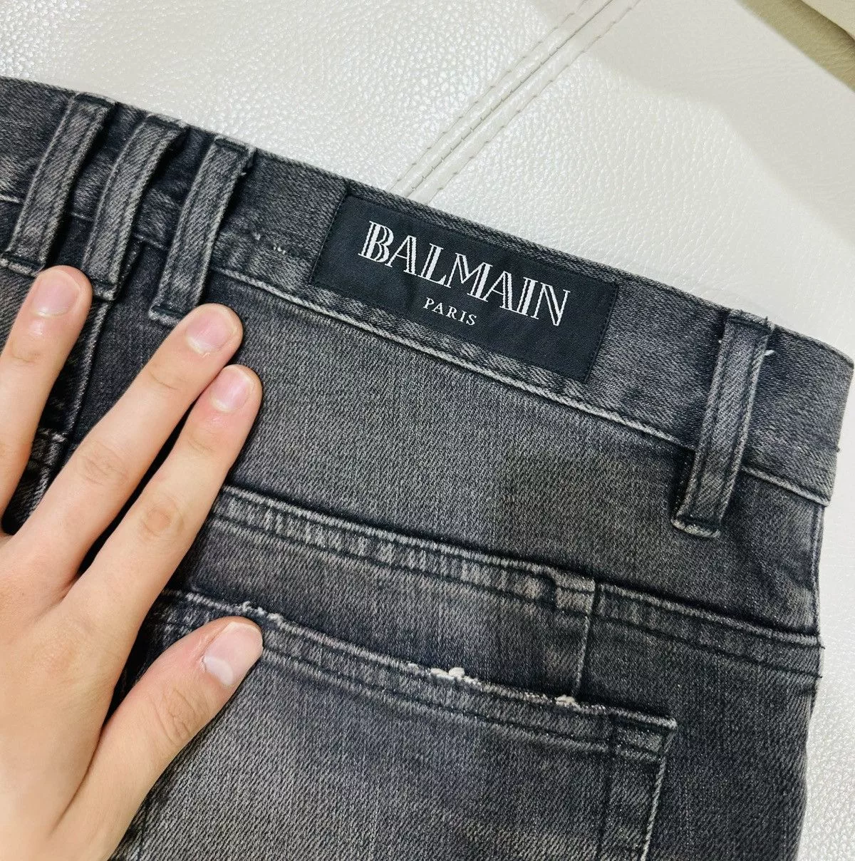 Balmain Denim Balmain Collection Distressed Jeans Gray