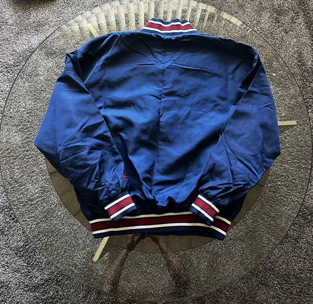 Starter Short Sleeve T Shirts Vintage Starter Streetwear Nylon Bomber Jacket Blue